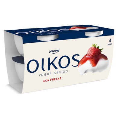 Yogur griego con fresas Oikos pack 4 x 110 g-0 Yogur griego con fresas Oikos pack 4 x 110 g-0