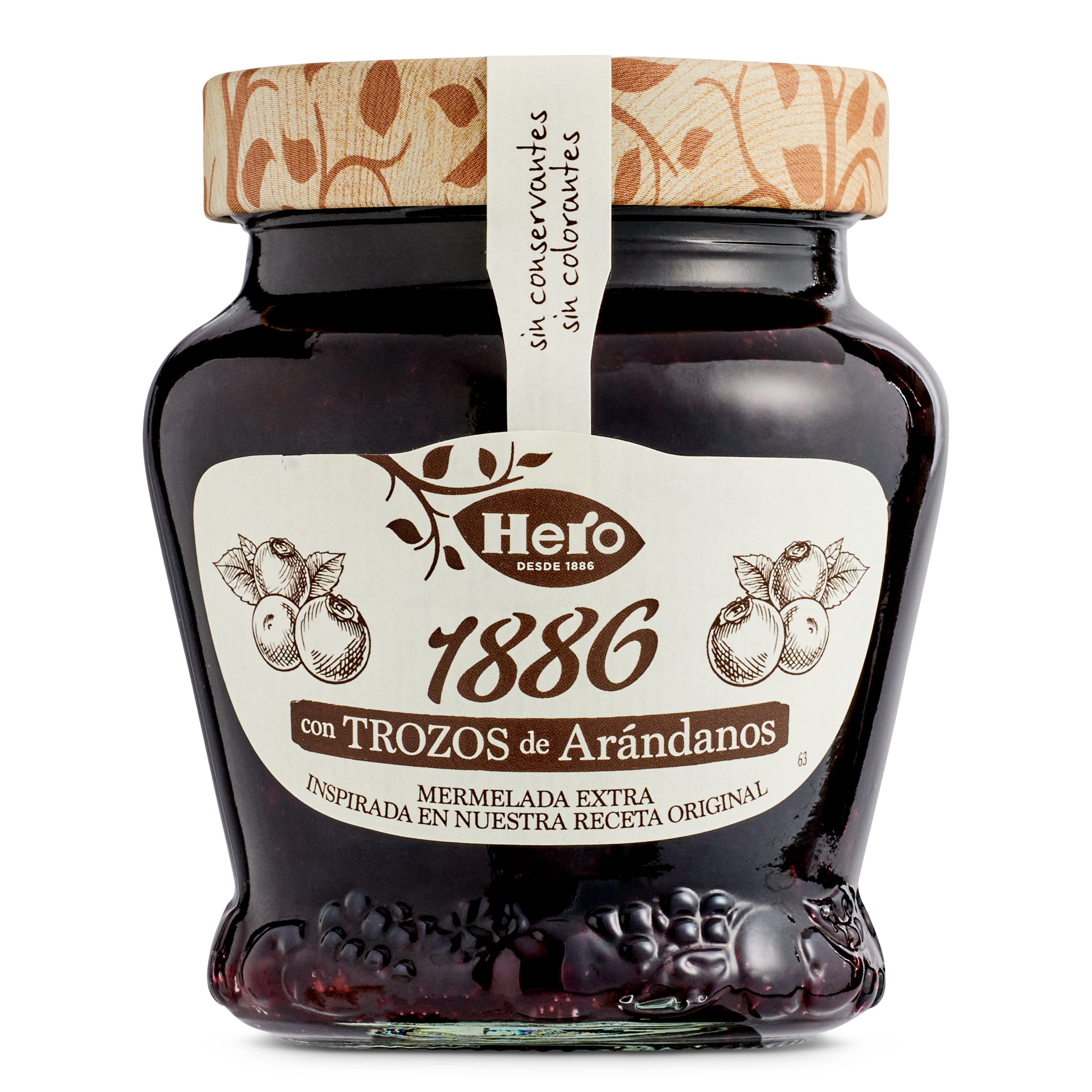 HERO mermelada extra 1886 con trozos de arándanos frasco 320 gr