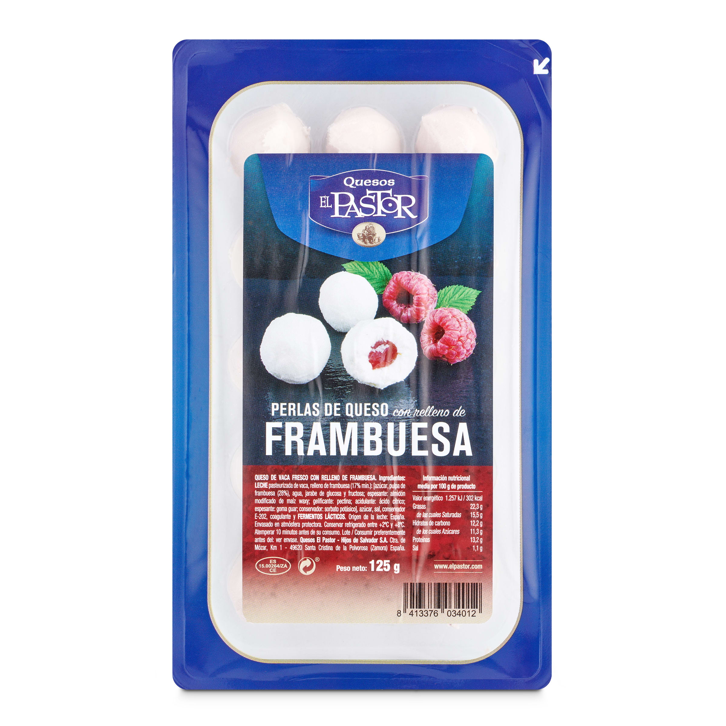 EL PASTOR perlas de queso rellenas de frambuesa bandeja 125 gr