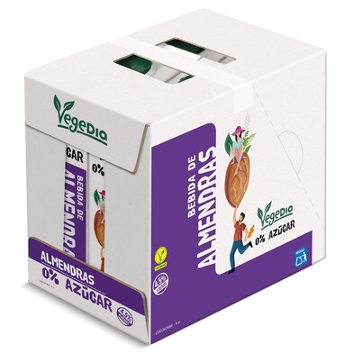 Bebida de almendras 0% azúcares Dia Vegedia pack 6 x 1 L-0 Bebida de almendras 0% azúcares Dia Vegedia pack 6 x 1 L-0