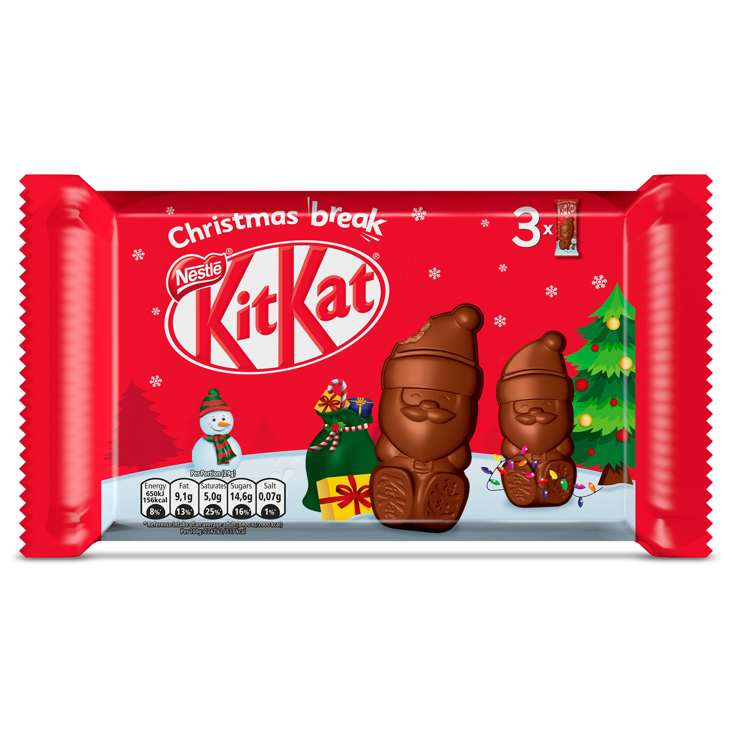 KIT KAT chocolatina santa pack 3 unidades 29 gr
