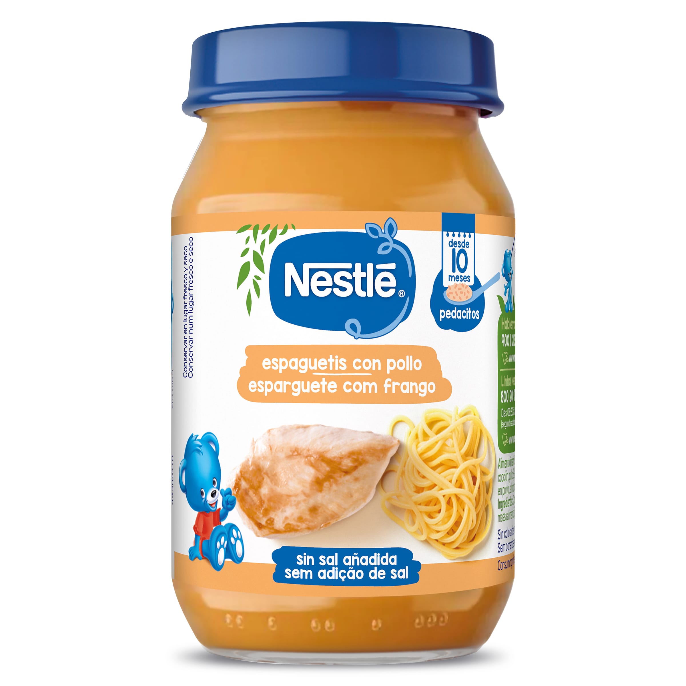 Puré de espaguetis con pollo Nestlé frasco 190 g