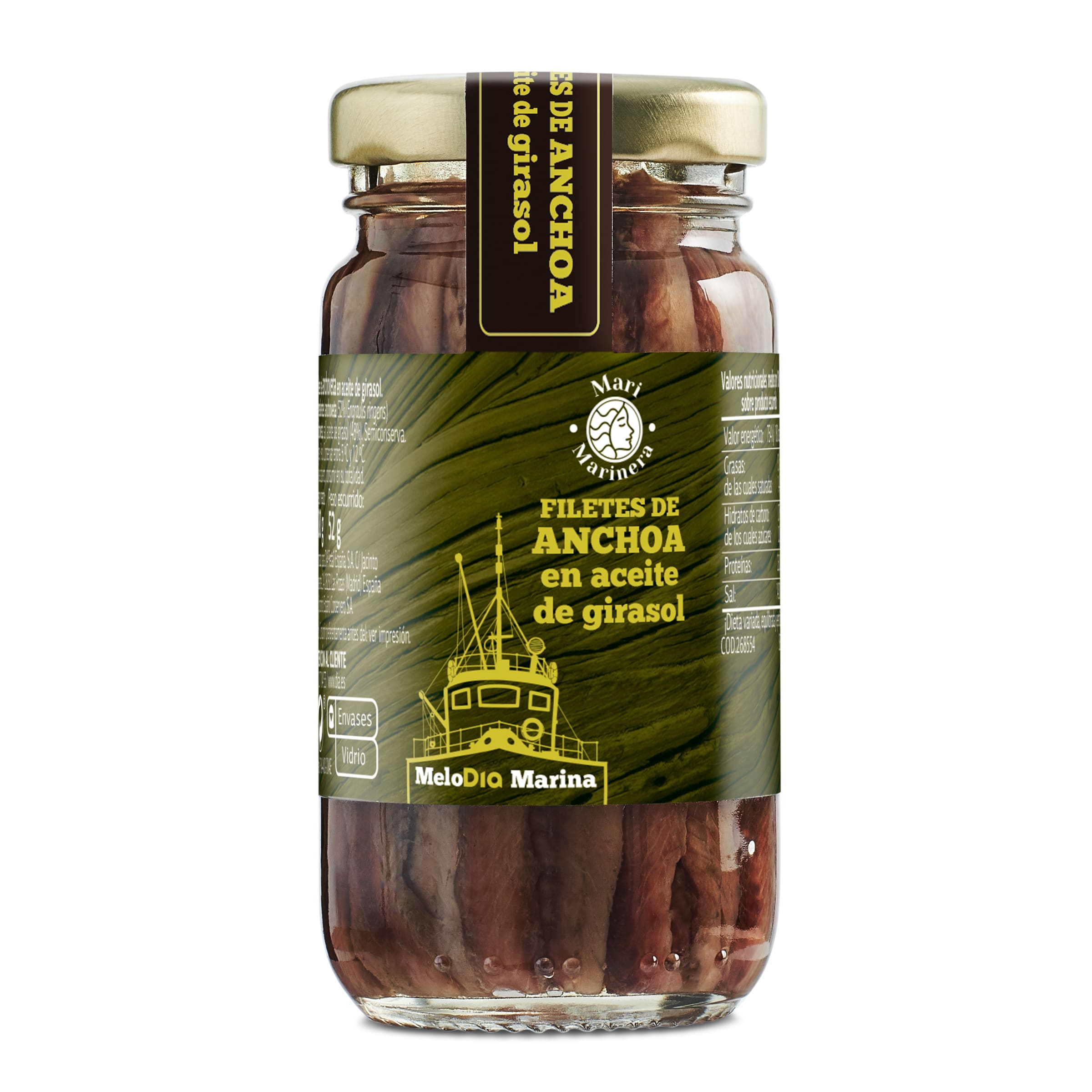 DIA MARI MARINERA anchoa en aceite de girasol frasco 52 gr