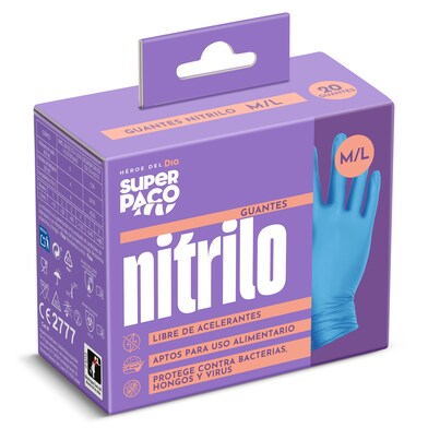 Guantes nitrilo desechables talla M/L Dia Super Paco 20 unidades-0 Guantes nitrilo desechables talla M/L Dia Super Paco 20 unidades-0