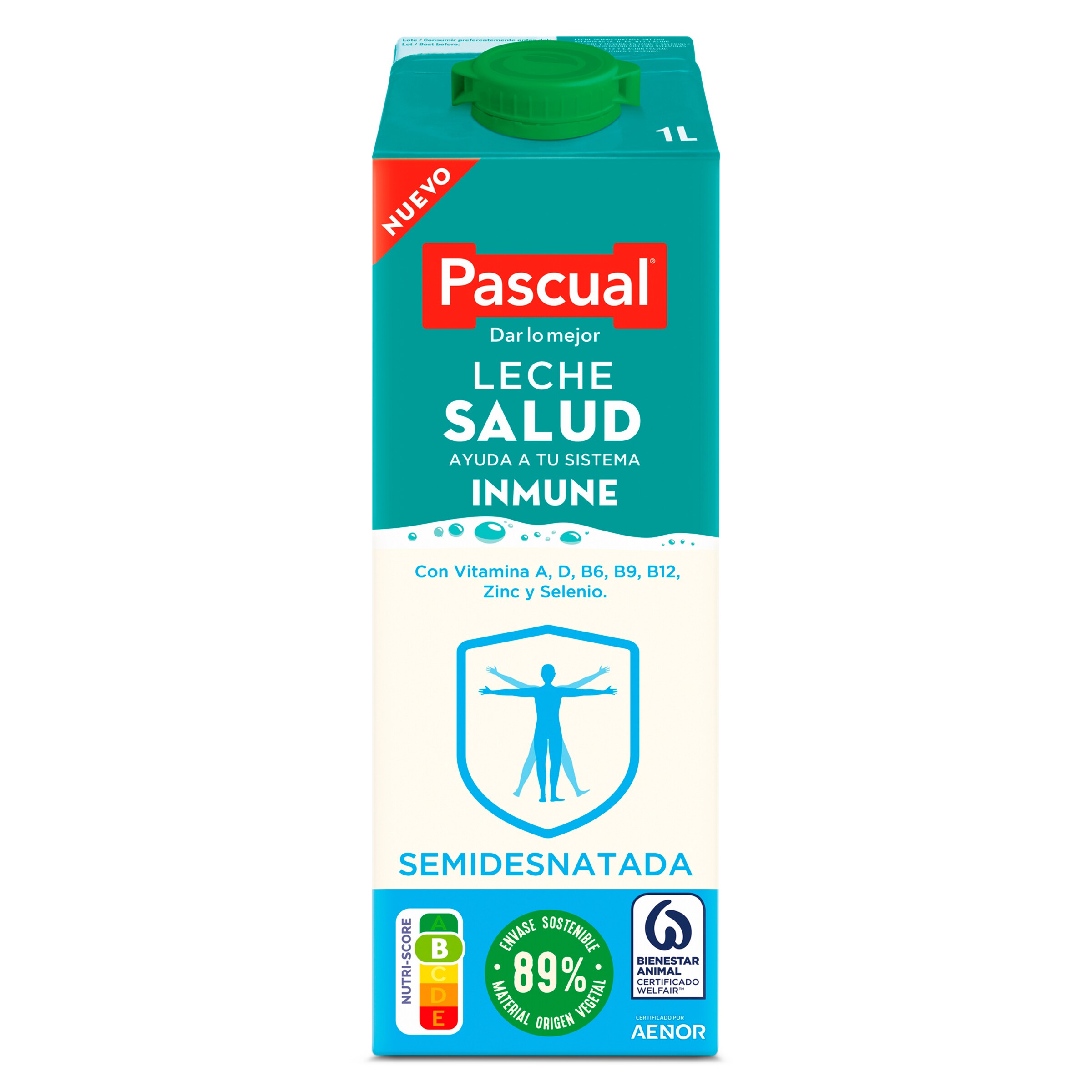 PASCUAL leche semidesnatada salud envase1 lt