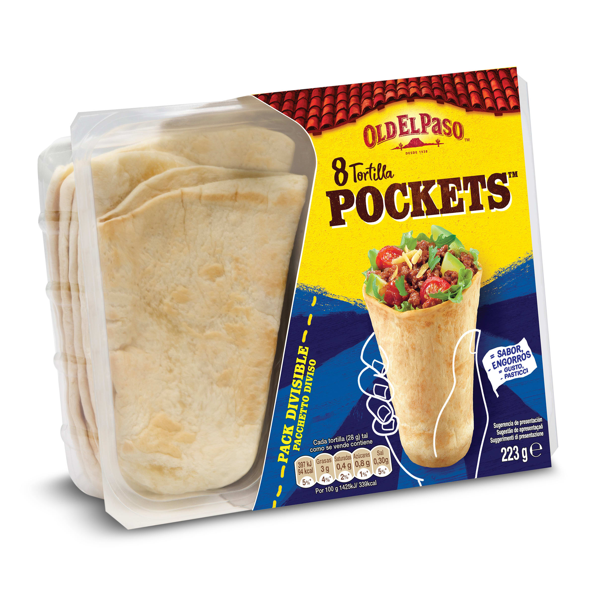 OLD EL PASO tortilla pockets paquete 8 uds 223 gr