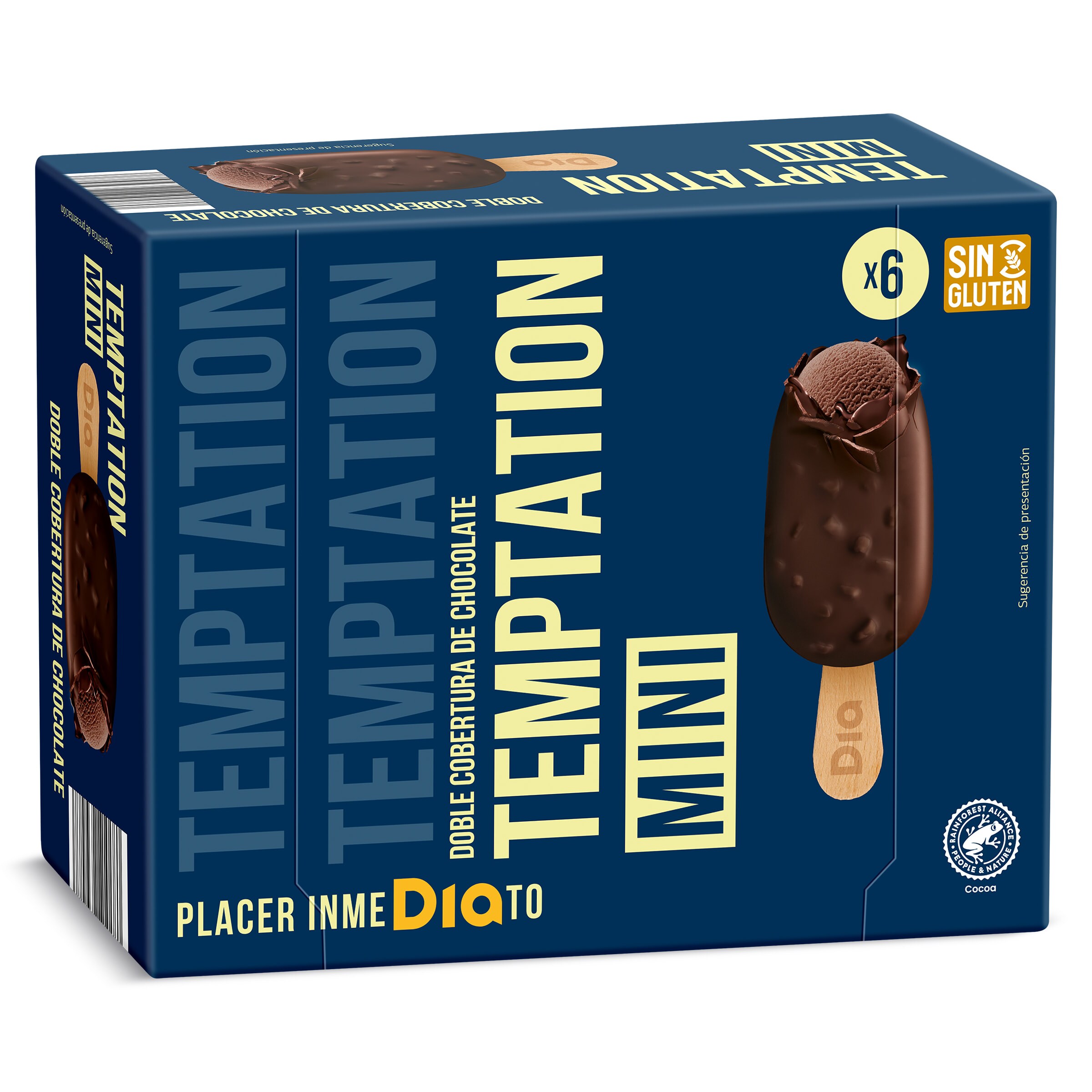 DIA TEMPTATION helado mini bombón doble cobertura caja 6 uds 240 gr