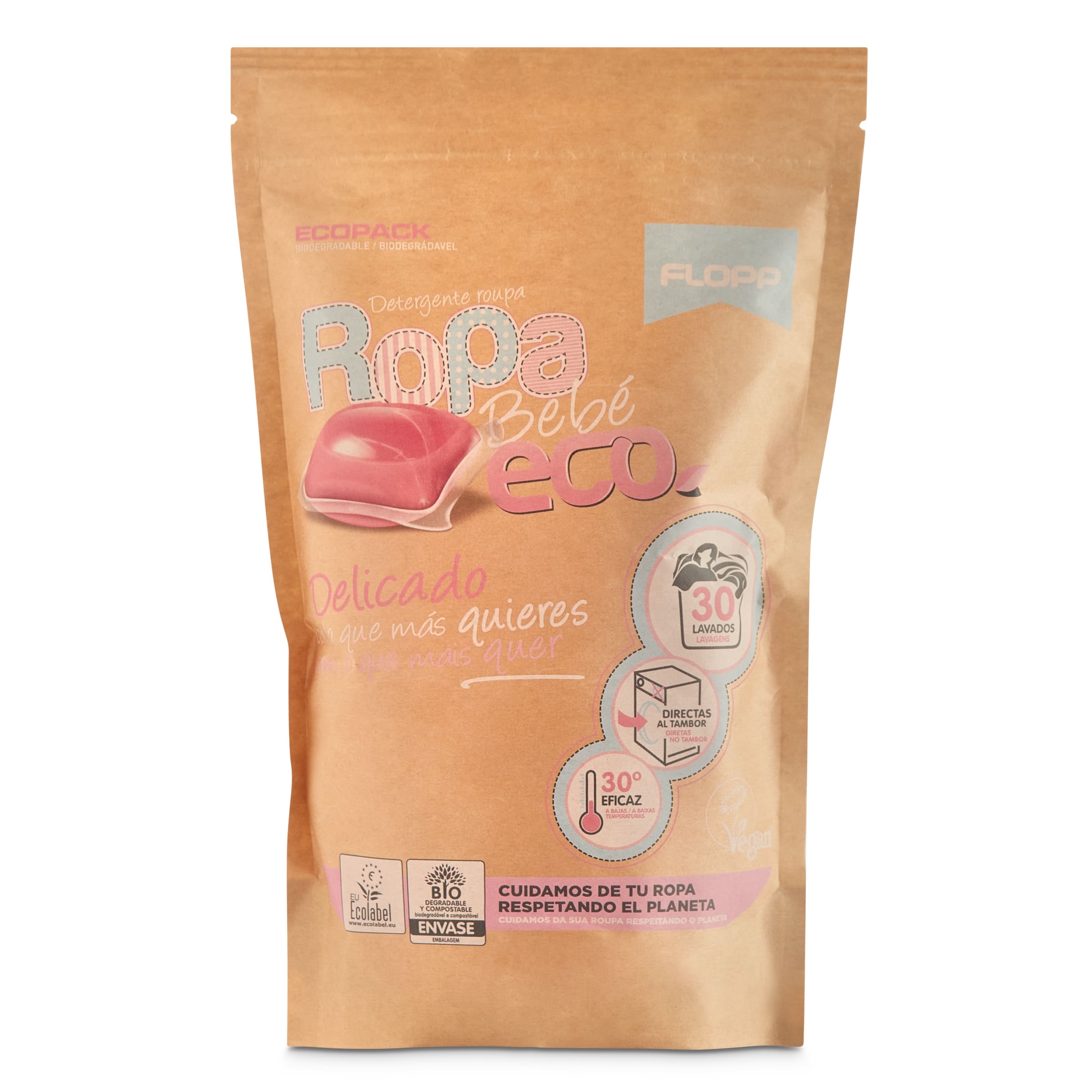 FLOPP detergente máquina ropa bebé eco en cápsulas 30 uds