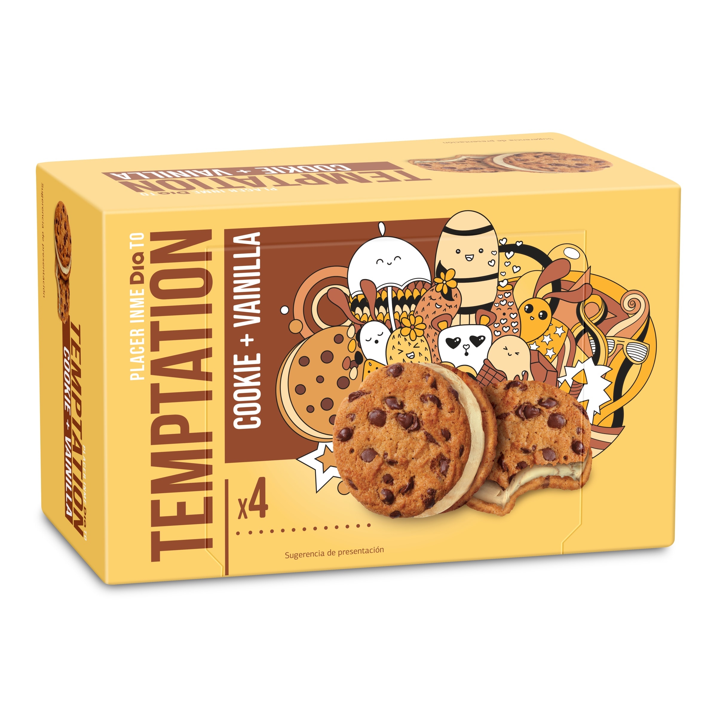 DIA TEMPTATION helado sandwich cookie con vainilla caja 4 uds 240 gr