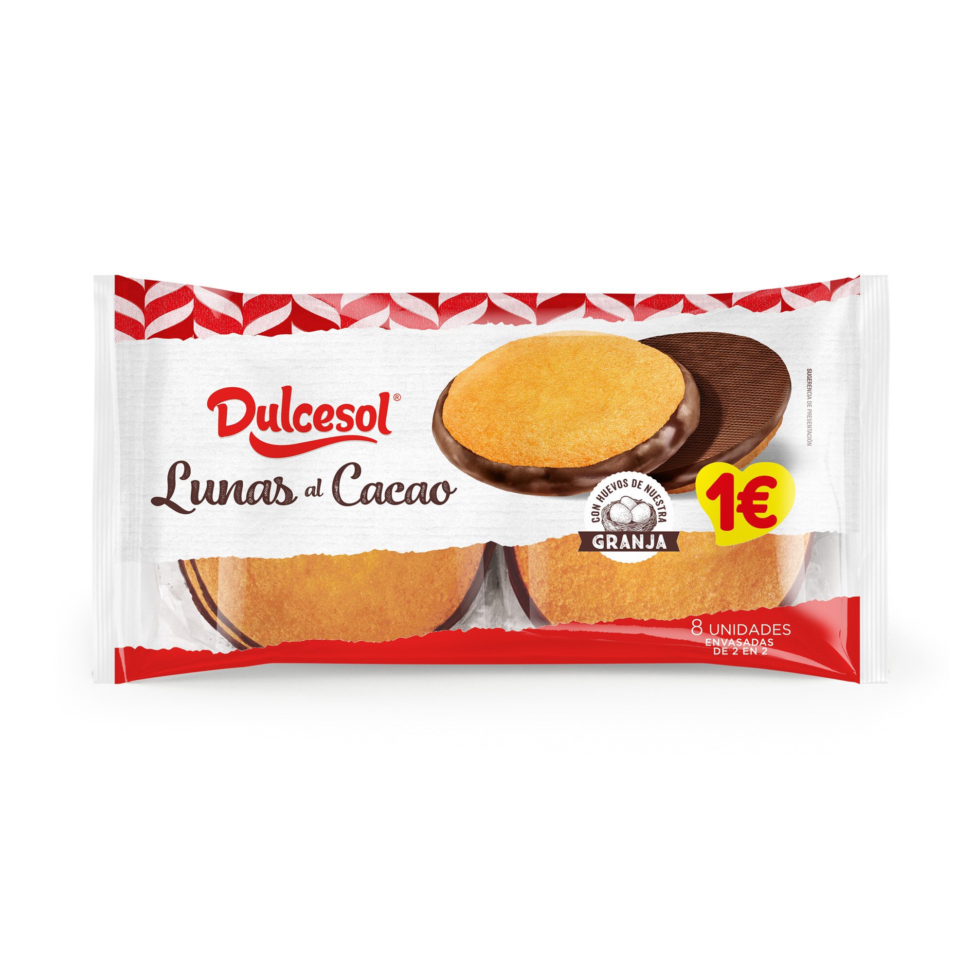 DULCESOL lunas al cacao paquete 4 uds 176 gr