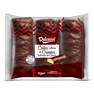 Caña rellena de crema bañada en cacao Dulcesol bolsa 153 g-0