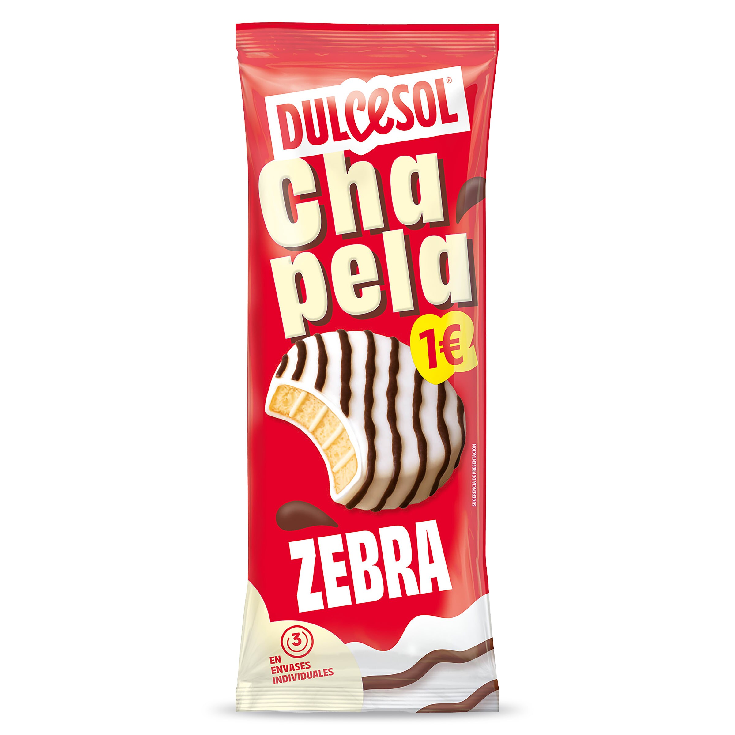 DULCESOL chapelas zebra paquete 3 uds 135 gr