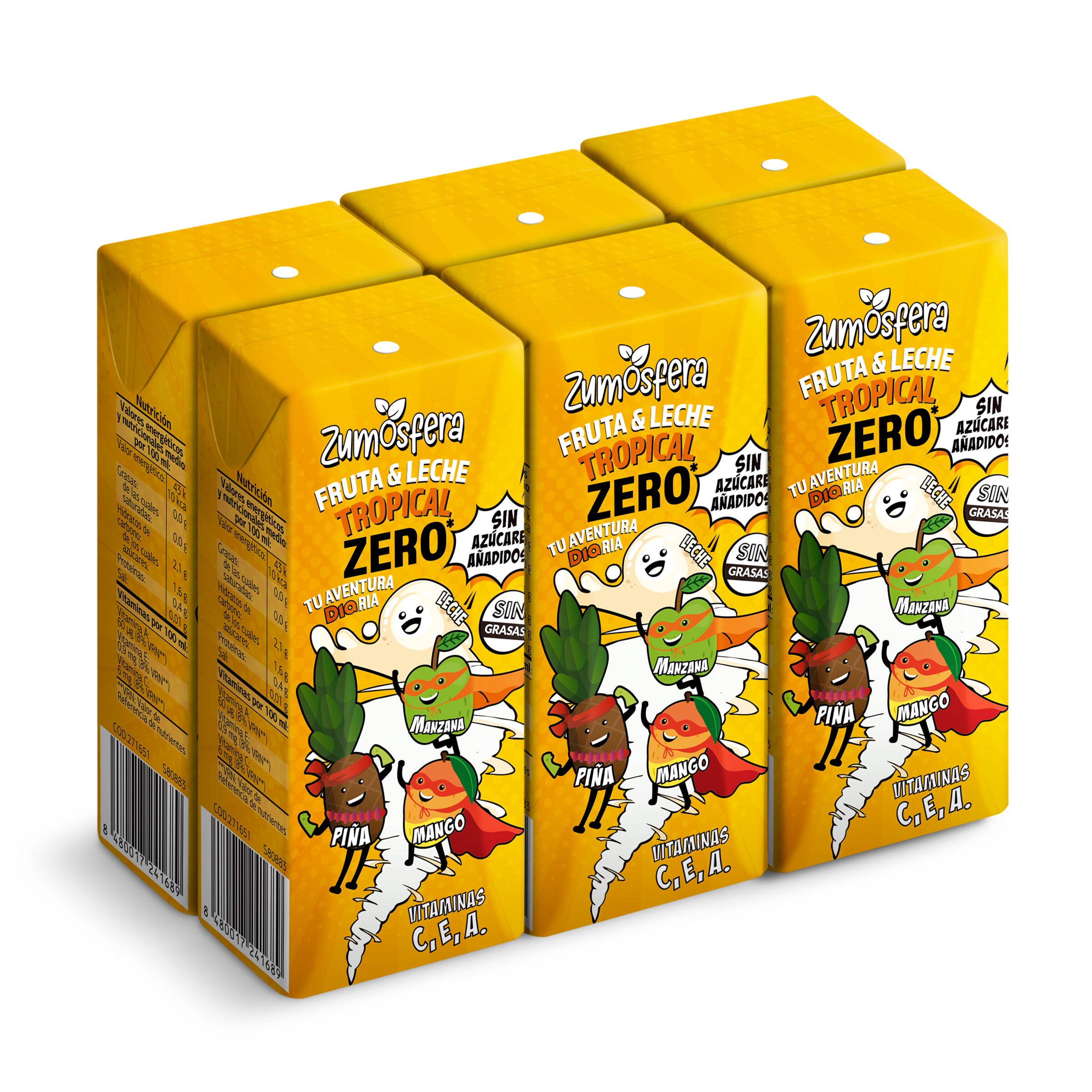 DIA ZUMOSFERA bebida con leche tropical zero pack 6 uds 200 ml
