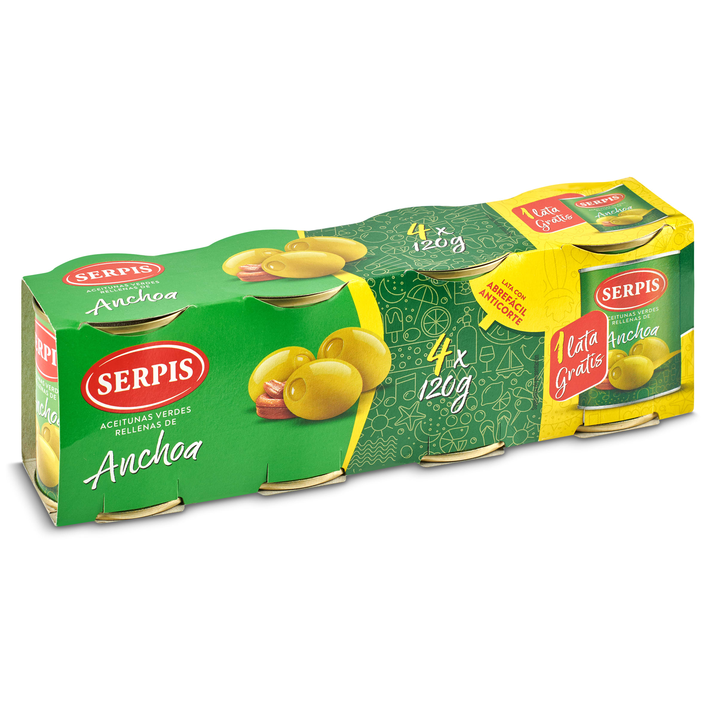 SERPIS aceitunas rellenas de anchoa pack 3 latas 120 gr
