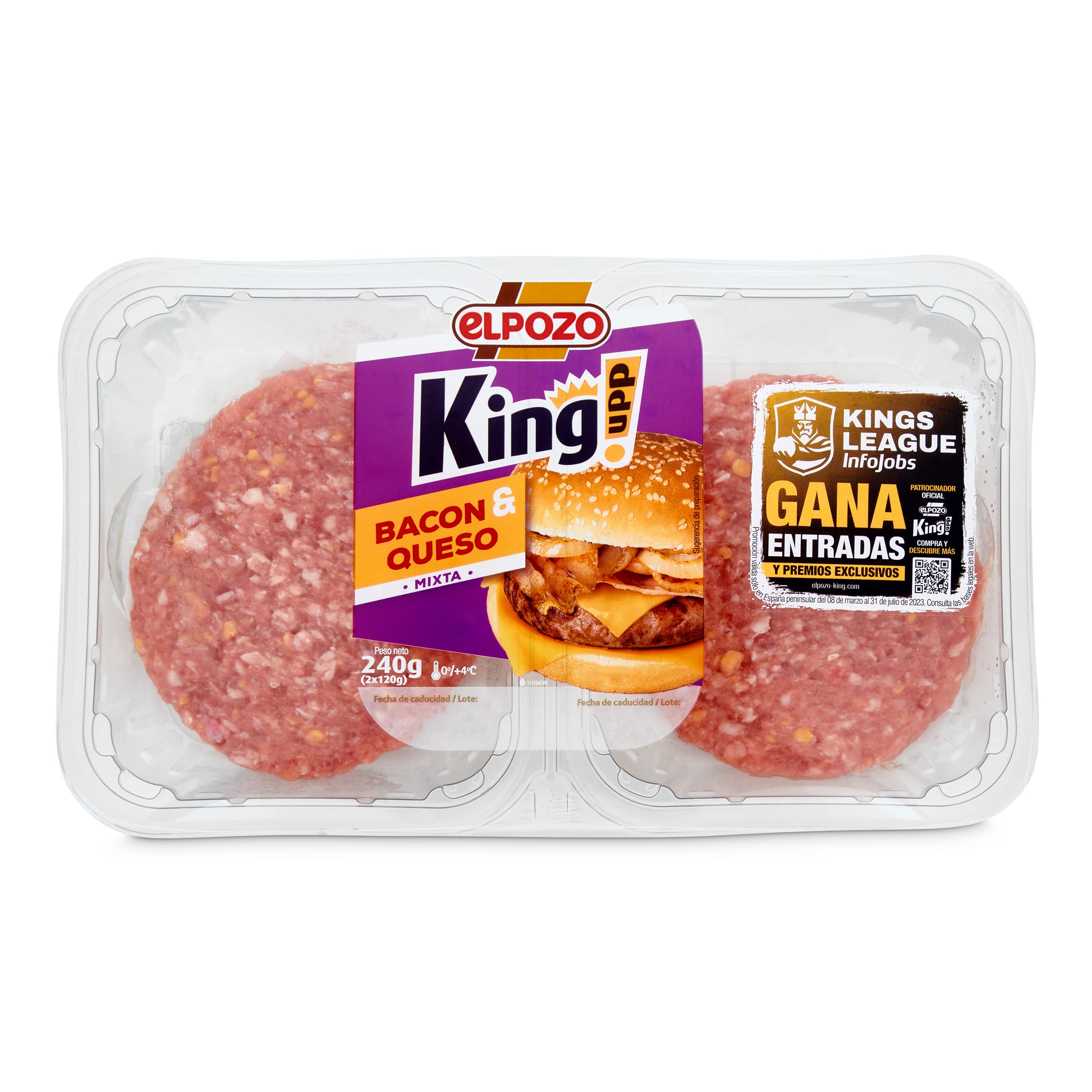 ELPOZO hamburguesas de cerdo y vacuno con queso y bacon bandeja 240 gr