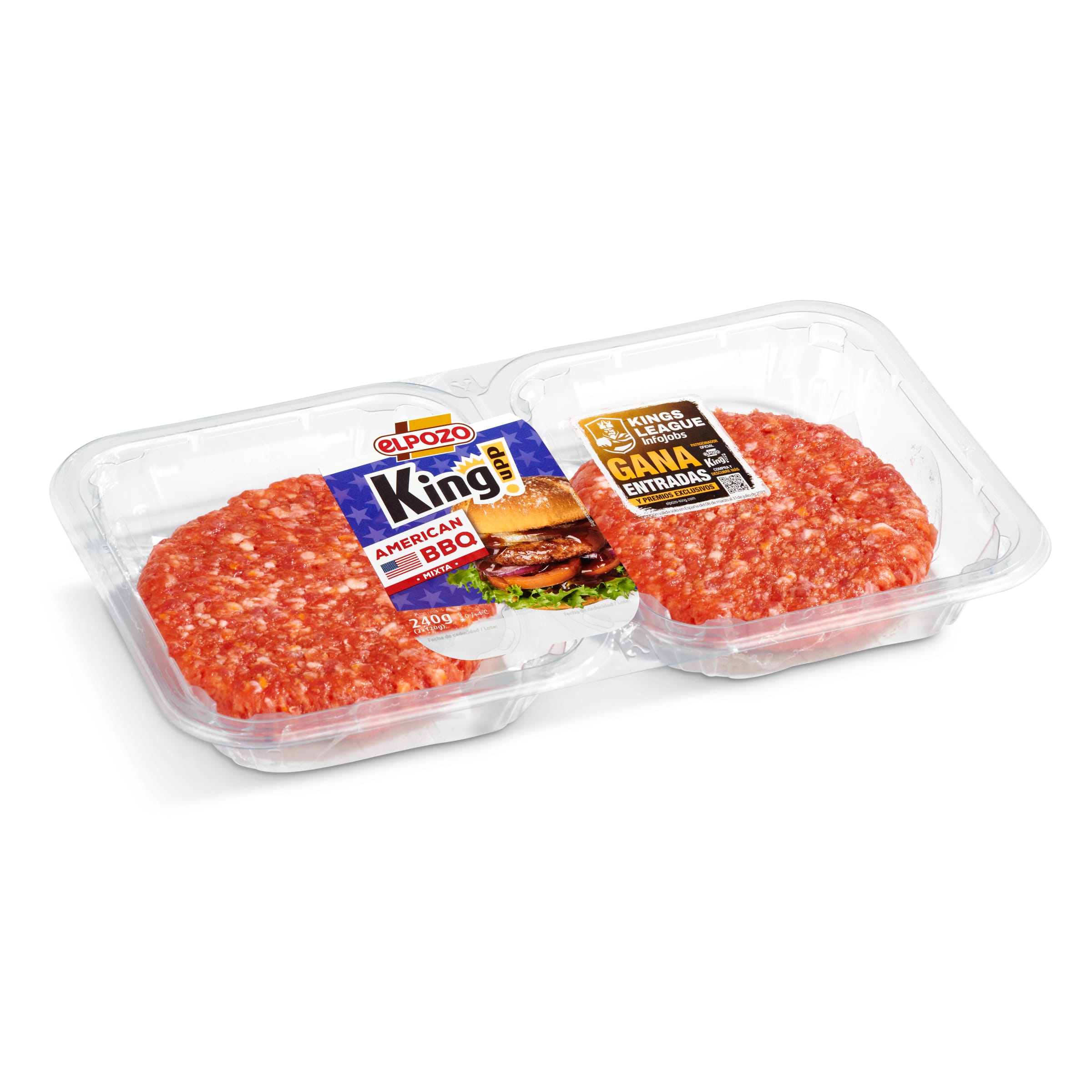 ELPOZO hamburguesas de cerdo y vacuno American BBQ bandeja 240 gr