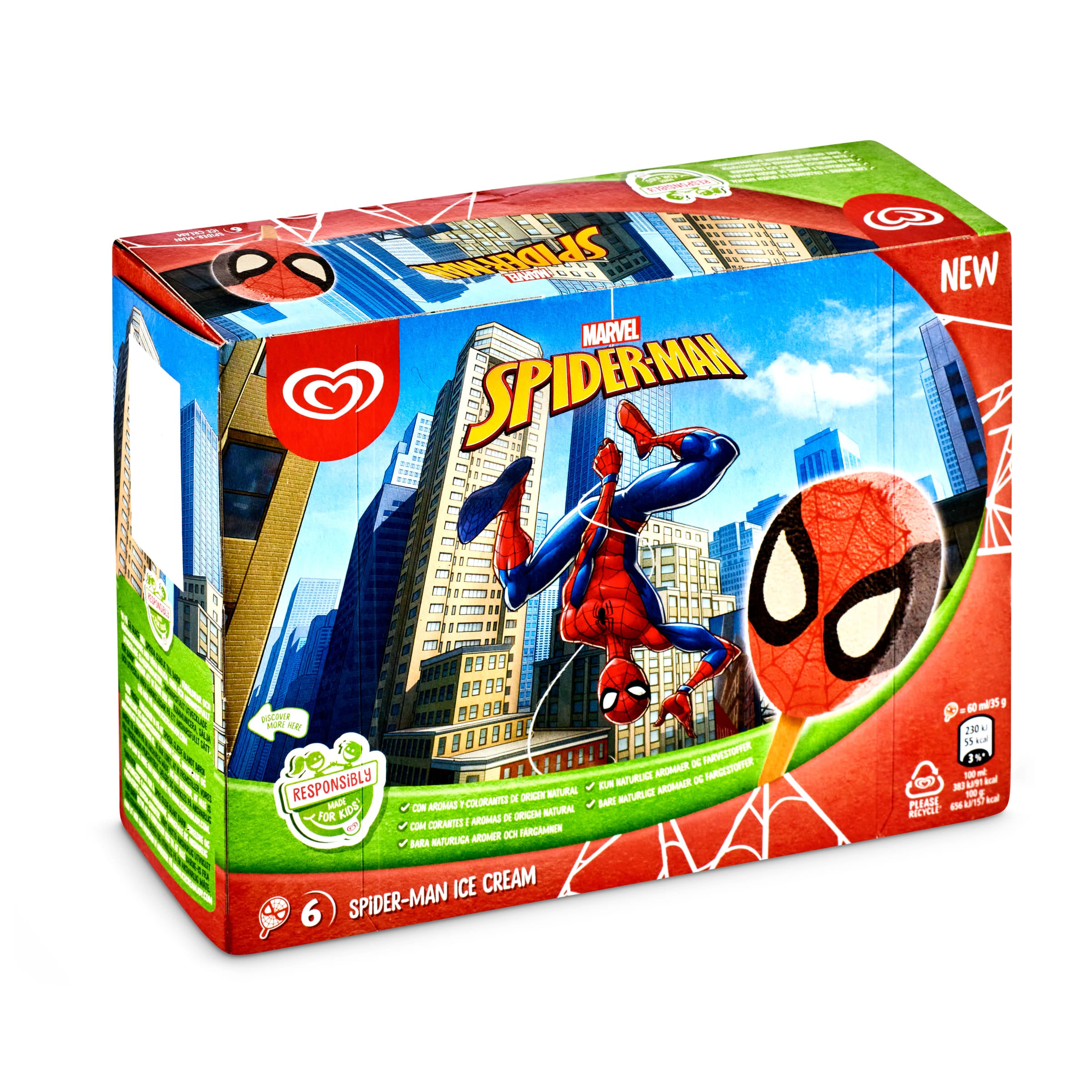 FRIGO helado spiderman stick caja 6 uds de 210 gr