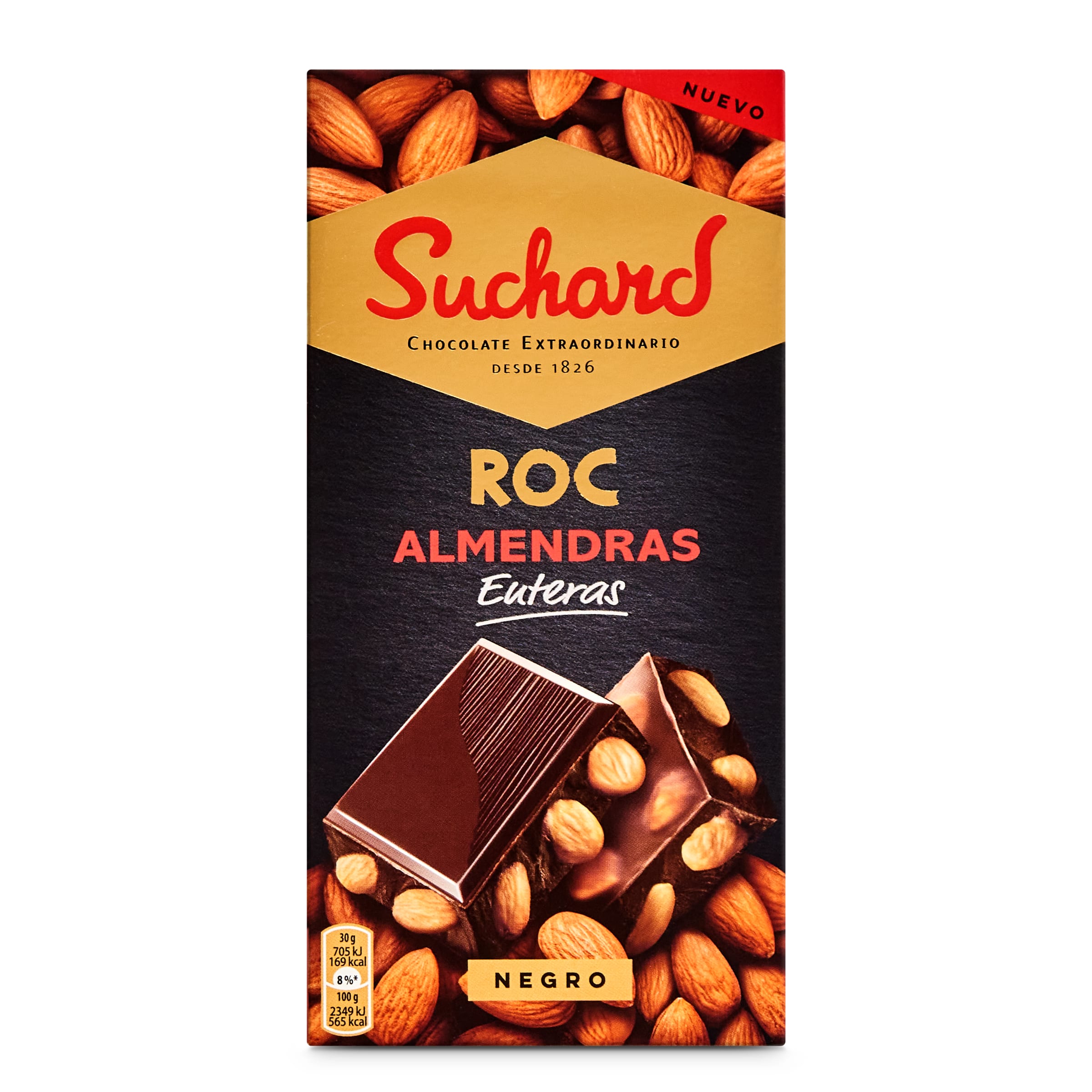 SUCHARD chocolate negro con almendras tableta 180 gr