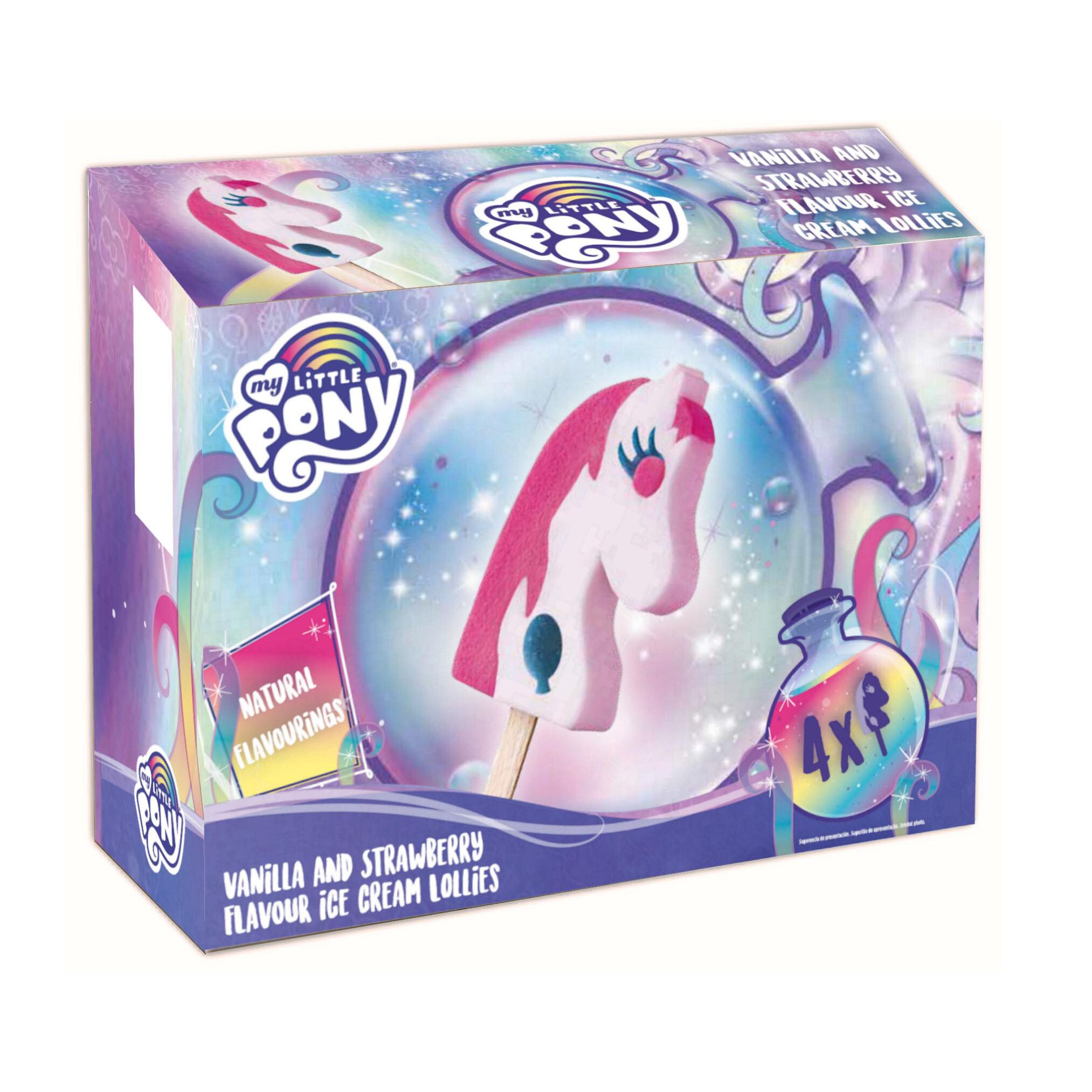 MY LITTLE PONY helado de vainilla y fresa caja 4 uds 168 gr