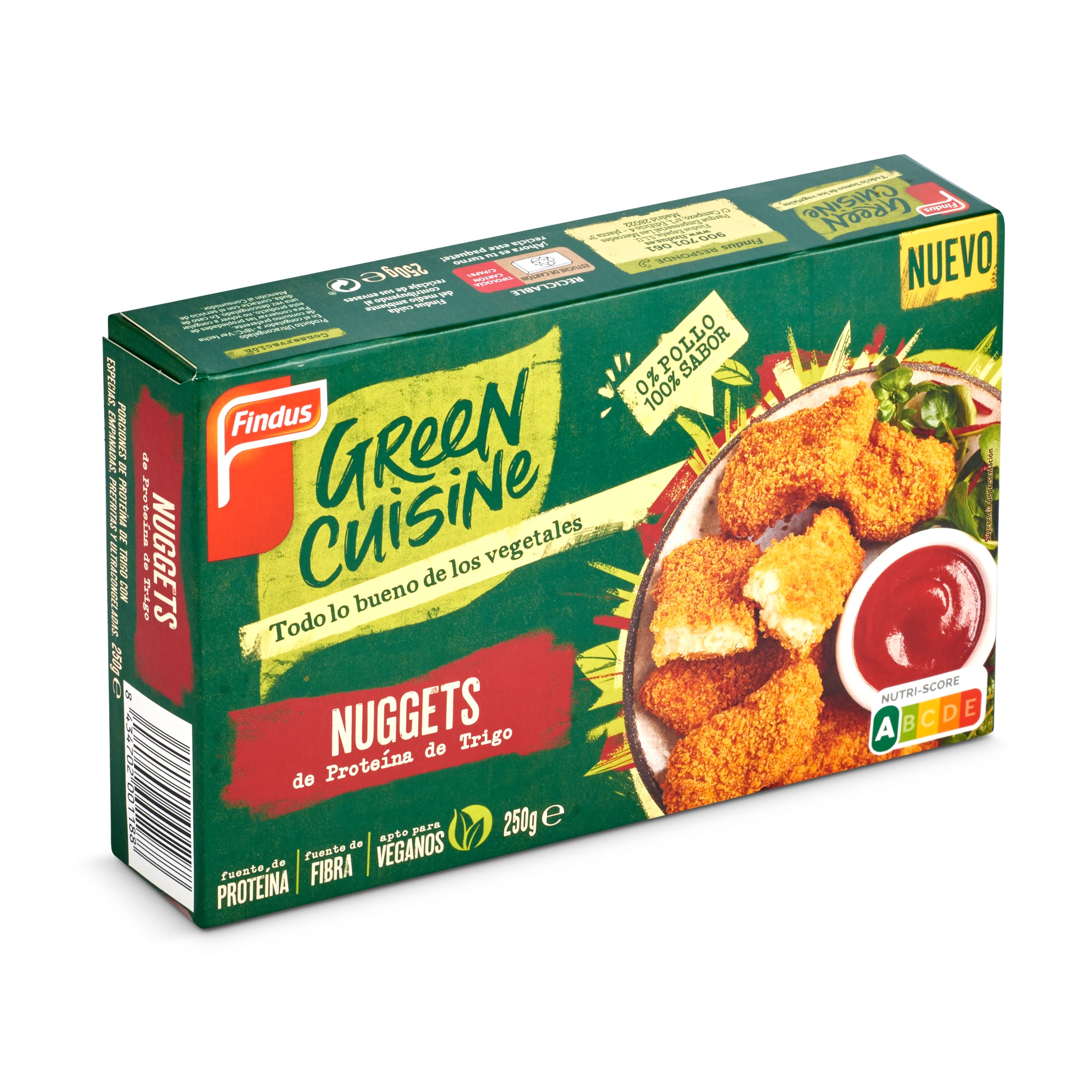 FINDUS Green cuisine nuggets de proteína de guisante y trigo caja 250 gr