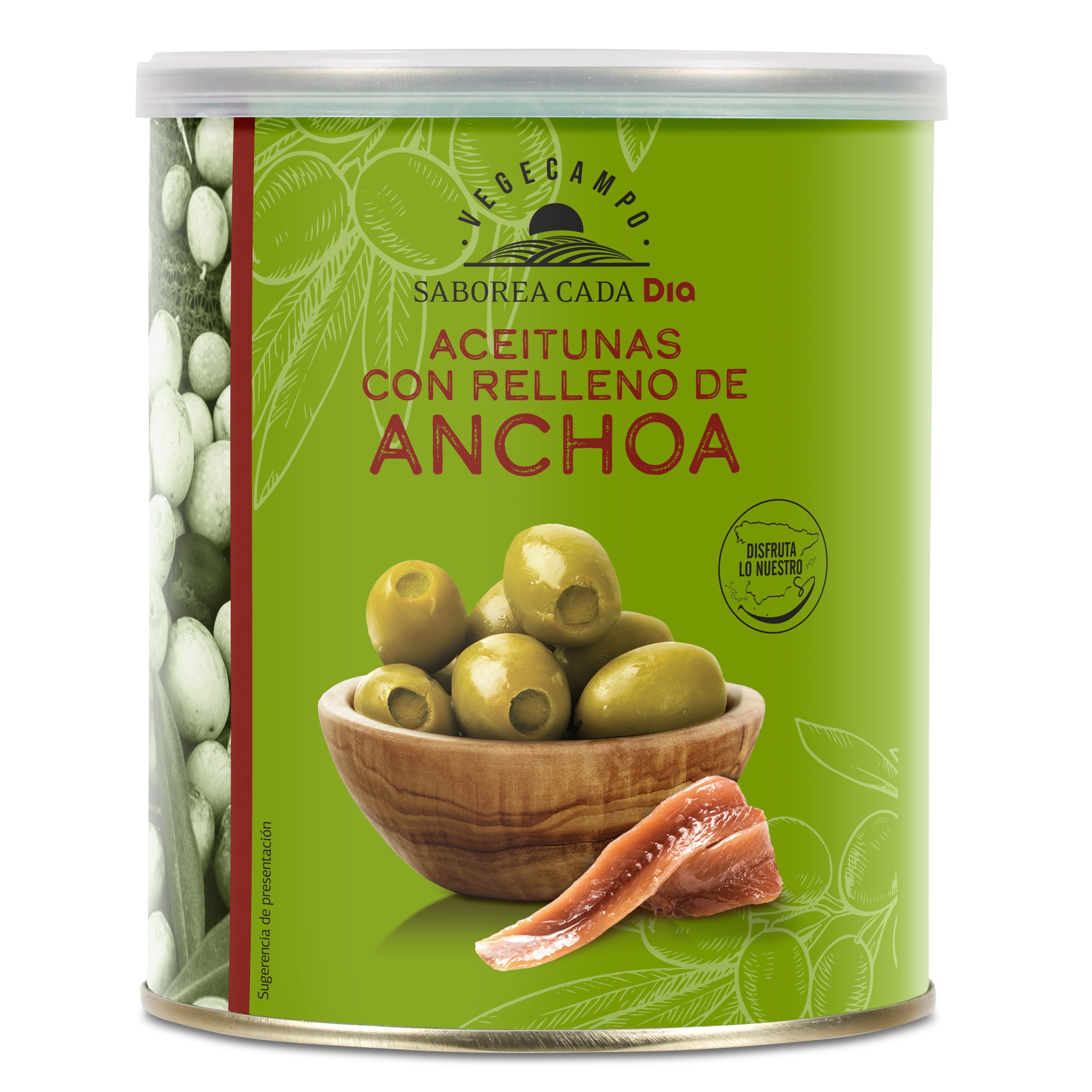 DIA VEGECAMPO aceitunas rellenas de anchoa lata 345 gr