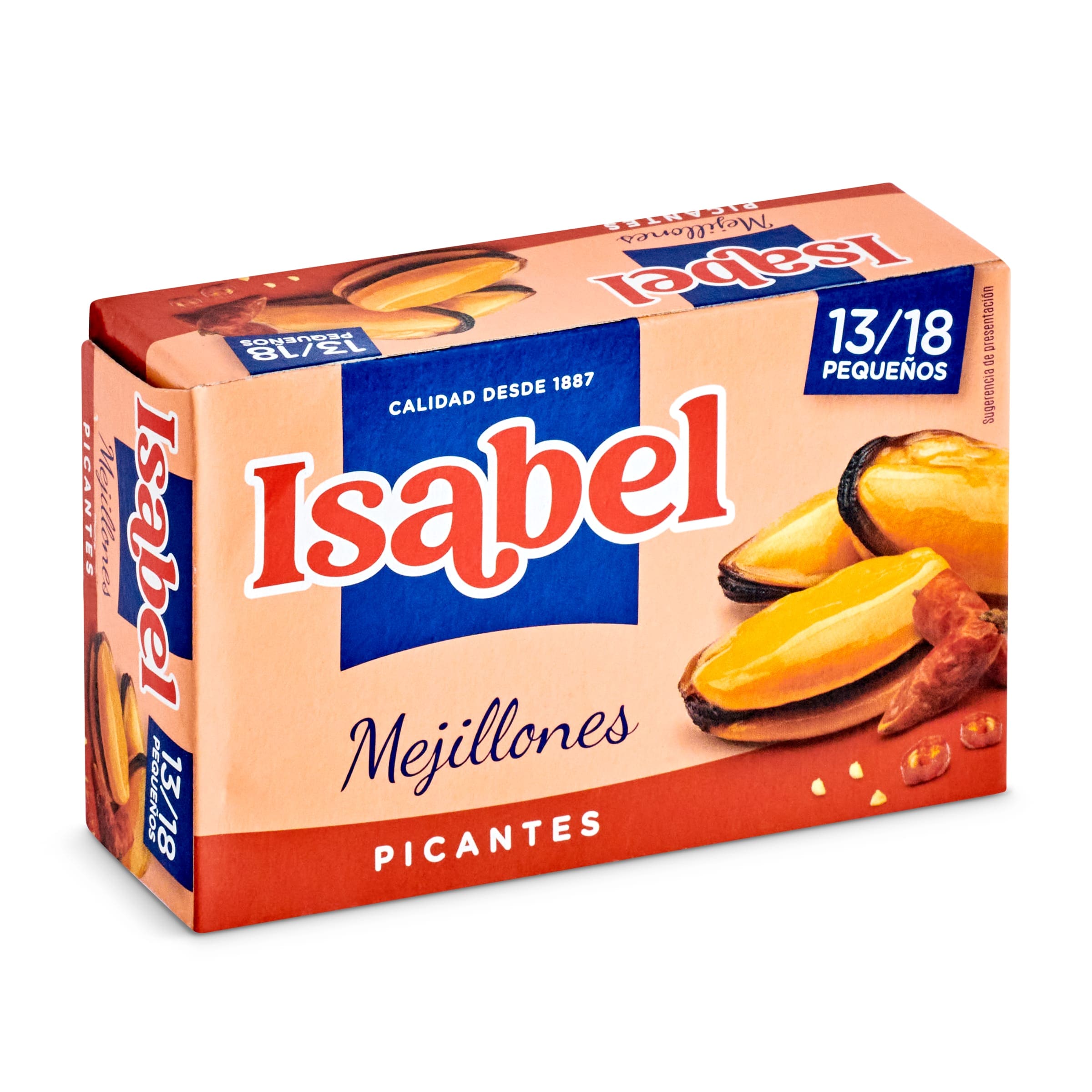 ISABEL mejillones picantes 13/18 piezas lata 69 gr