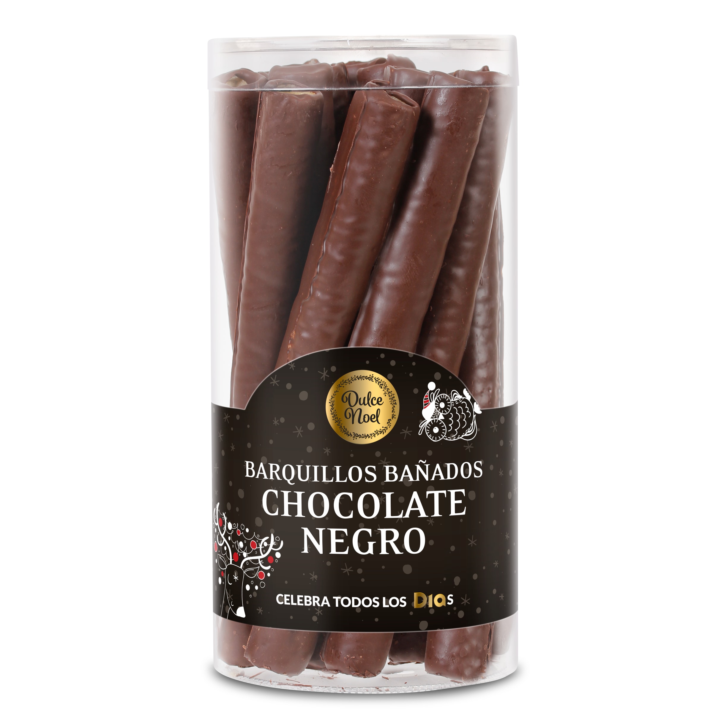 DIA DULCE NOEL barquillo cubierto de chocolate negro envase 280 gr