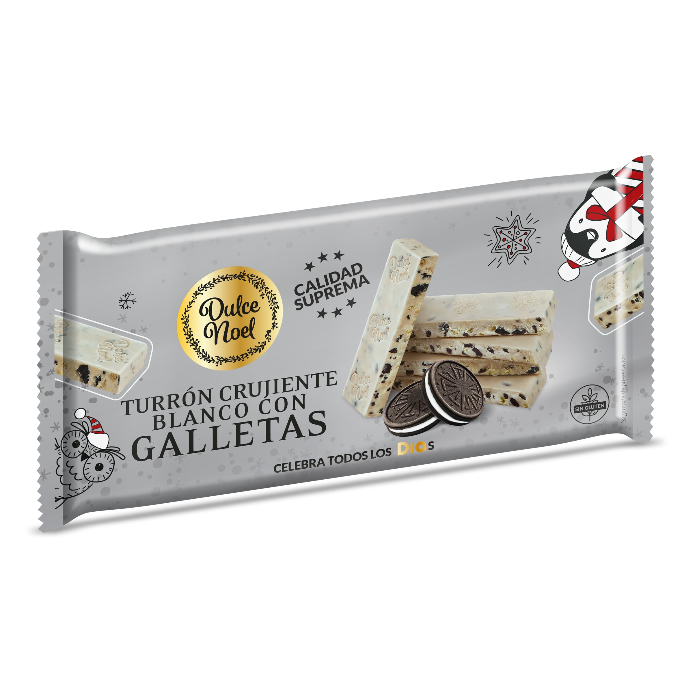 DIA DULCE NOEL turrón crujiente blanco con galletas estuche 200 gr