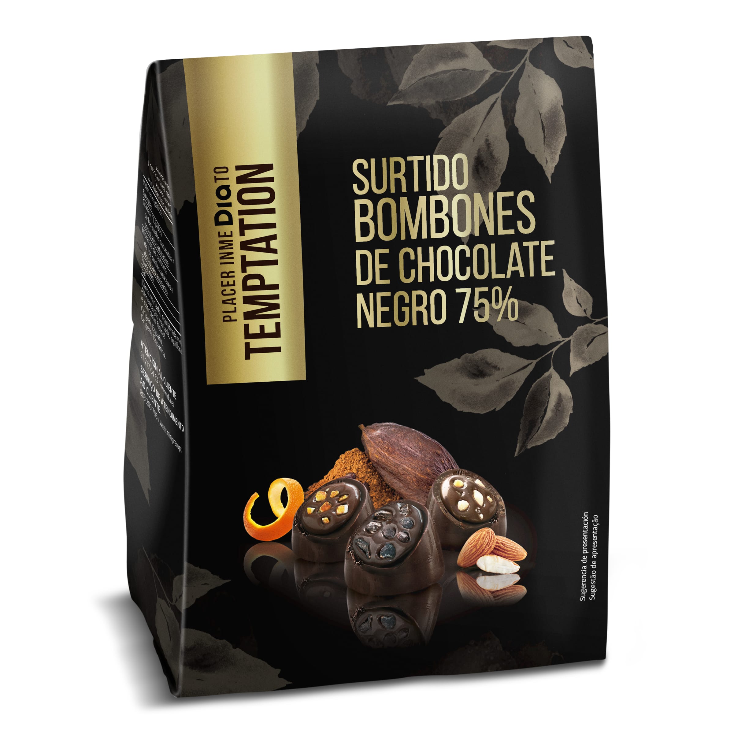 DIA TEMPTATION surtido de bombones chocolate negro 75% caja 180 gr