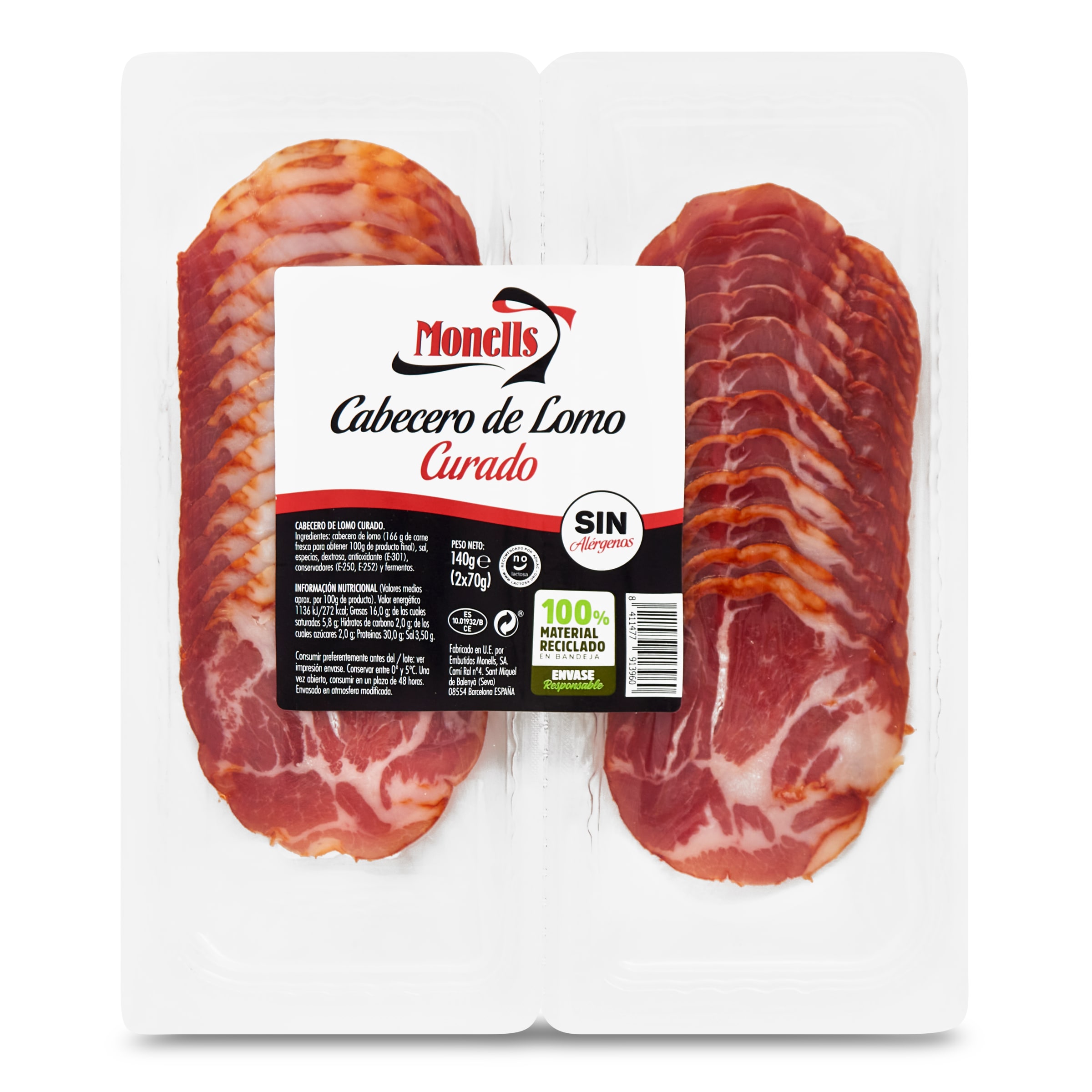 MONELLS cabecero de lomo envase 2 x 70 gr