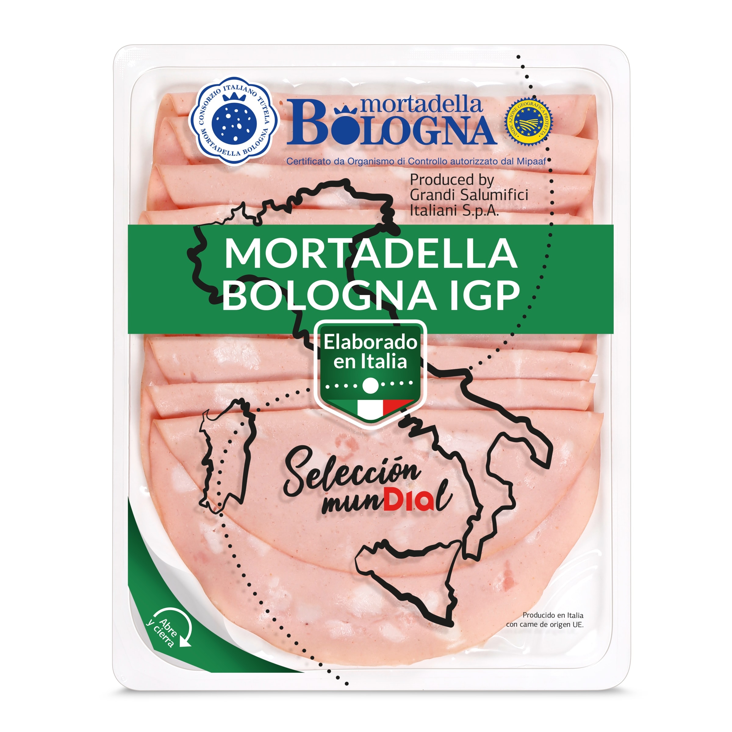 DIA SELECCIÓN MUNDIAL mortadela italiana en lonchas envase 150 gr