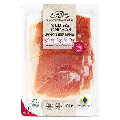 MEDIAS LONCHAS Jamón Serrano Nuestra Alacena de Dia bandeja 100 g-0