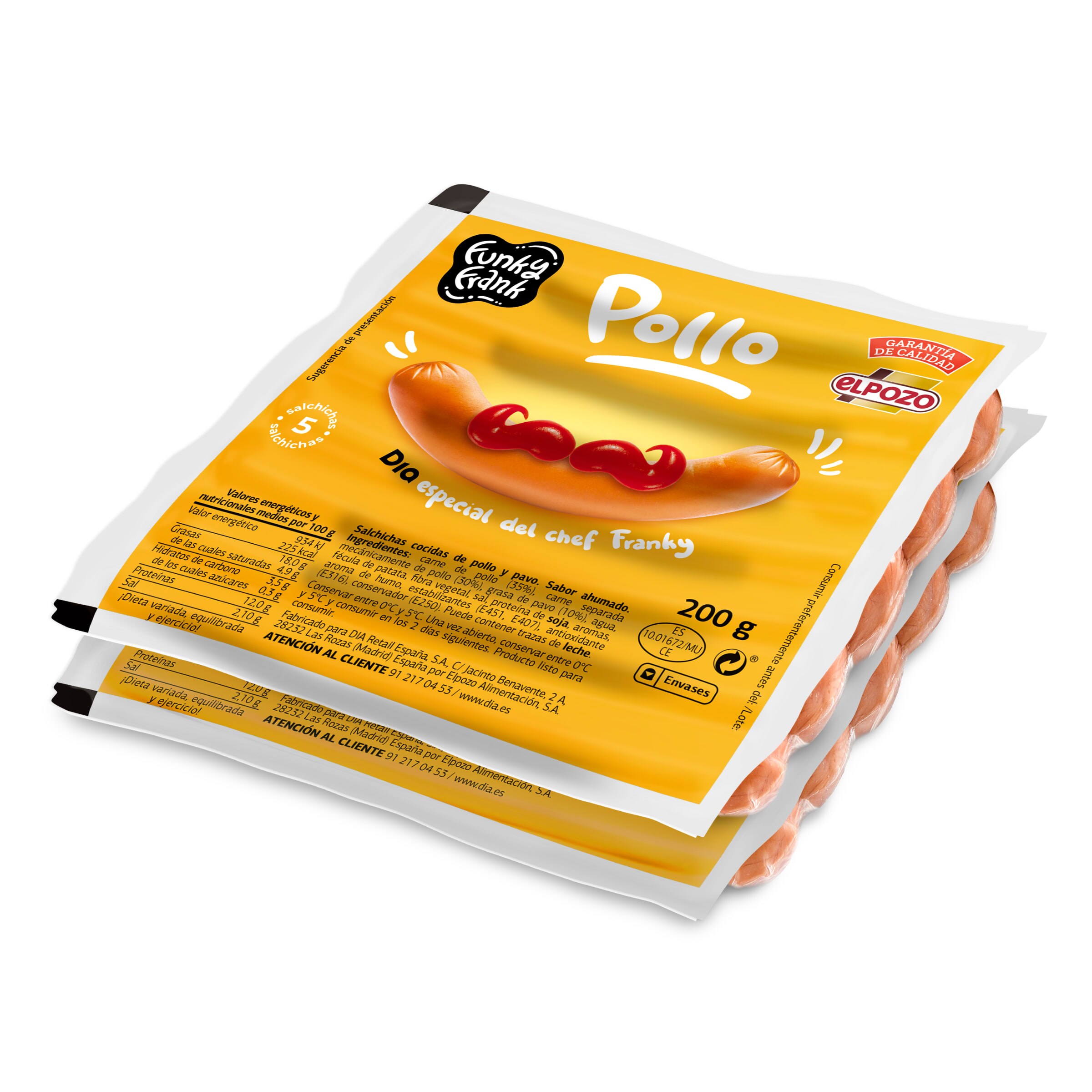 DIA FUNKY FRANK salchichas Viena de pollo pack 2 x 200 gr