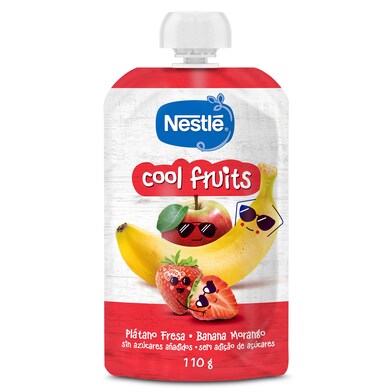 Alimento infantil con puré de plátano y fresa cool fruits Nestlé bolsa 110 g-0 Alimento infantil con puré de plátano y fresa cool fruits Nestlé bolsa 110 g-0