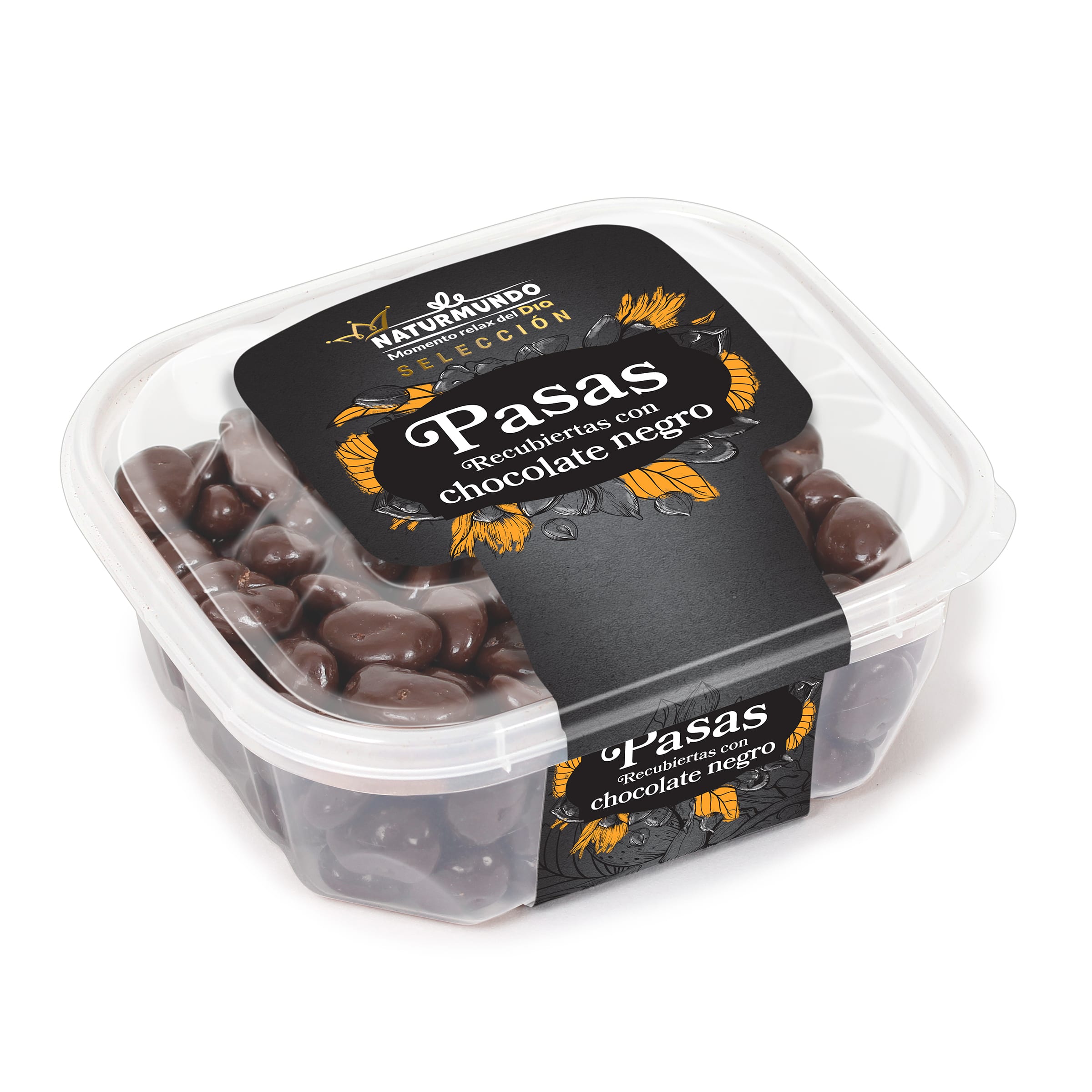 DIA NATURMUNDO pasas cubiertas de chocolate negro tarrina 200 gr