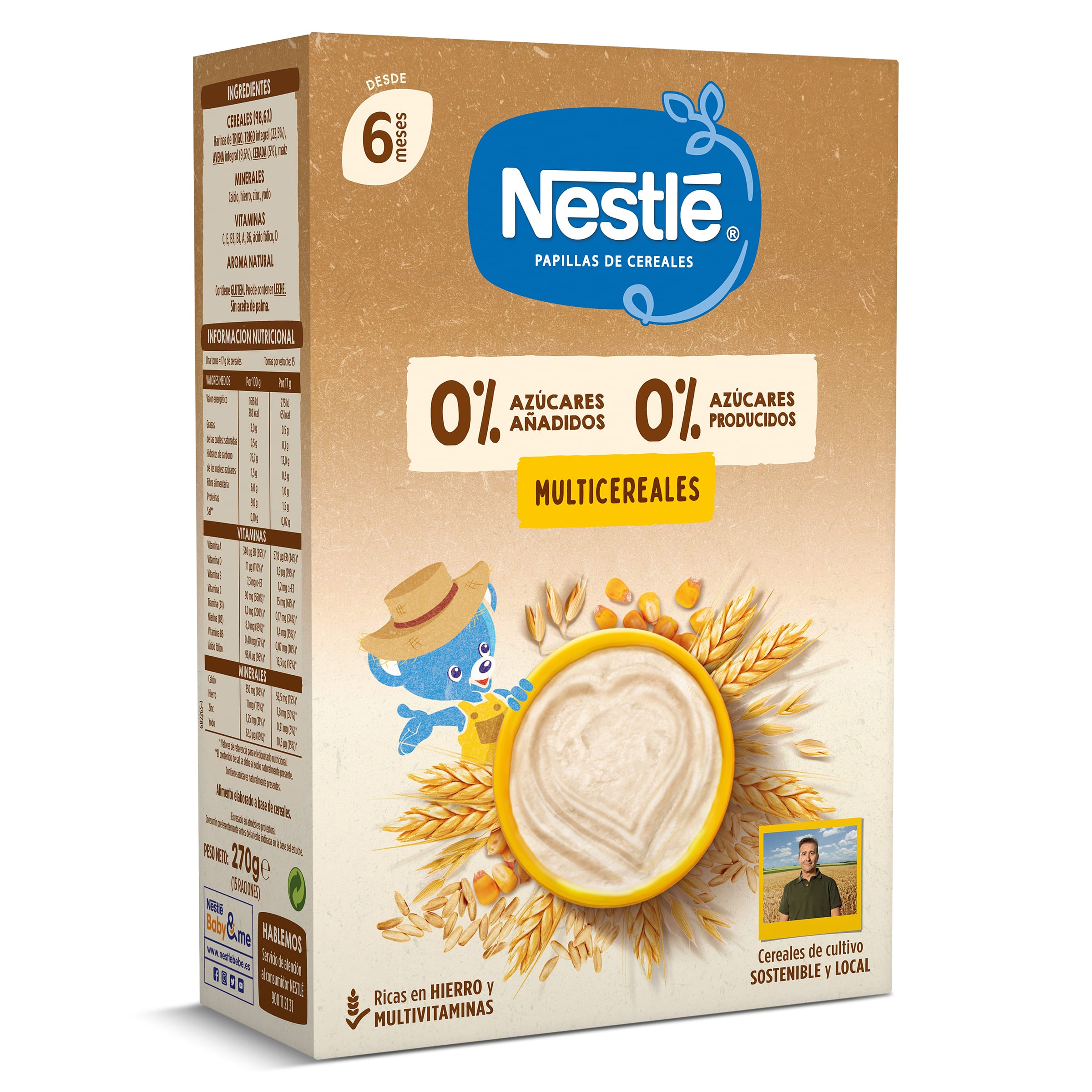 NESTLE papilla multicereales 0% azúcares añadidos caja 270 gr