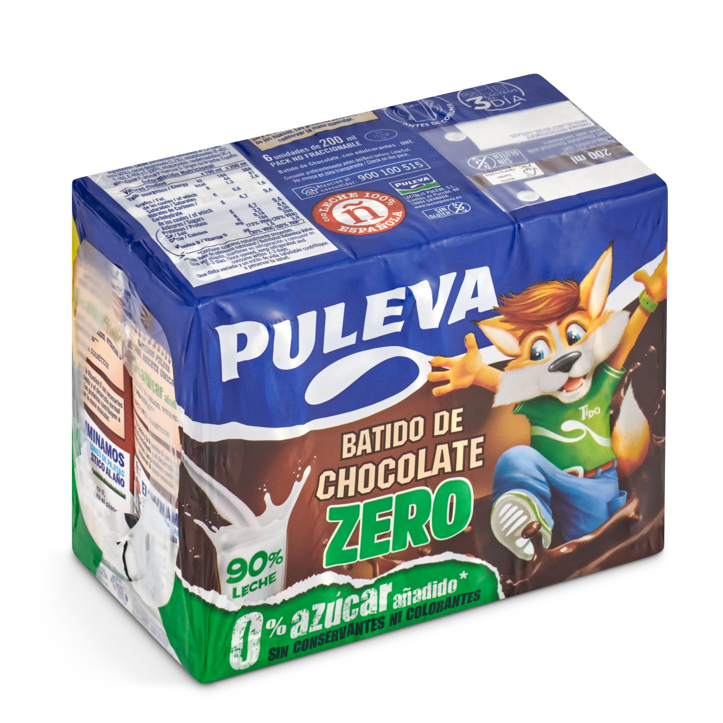 PULEVA batido de cacao zero pack 6 unidades 200 ml