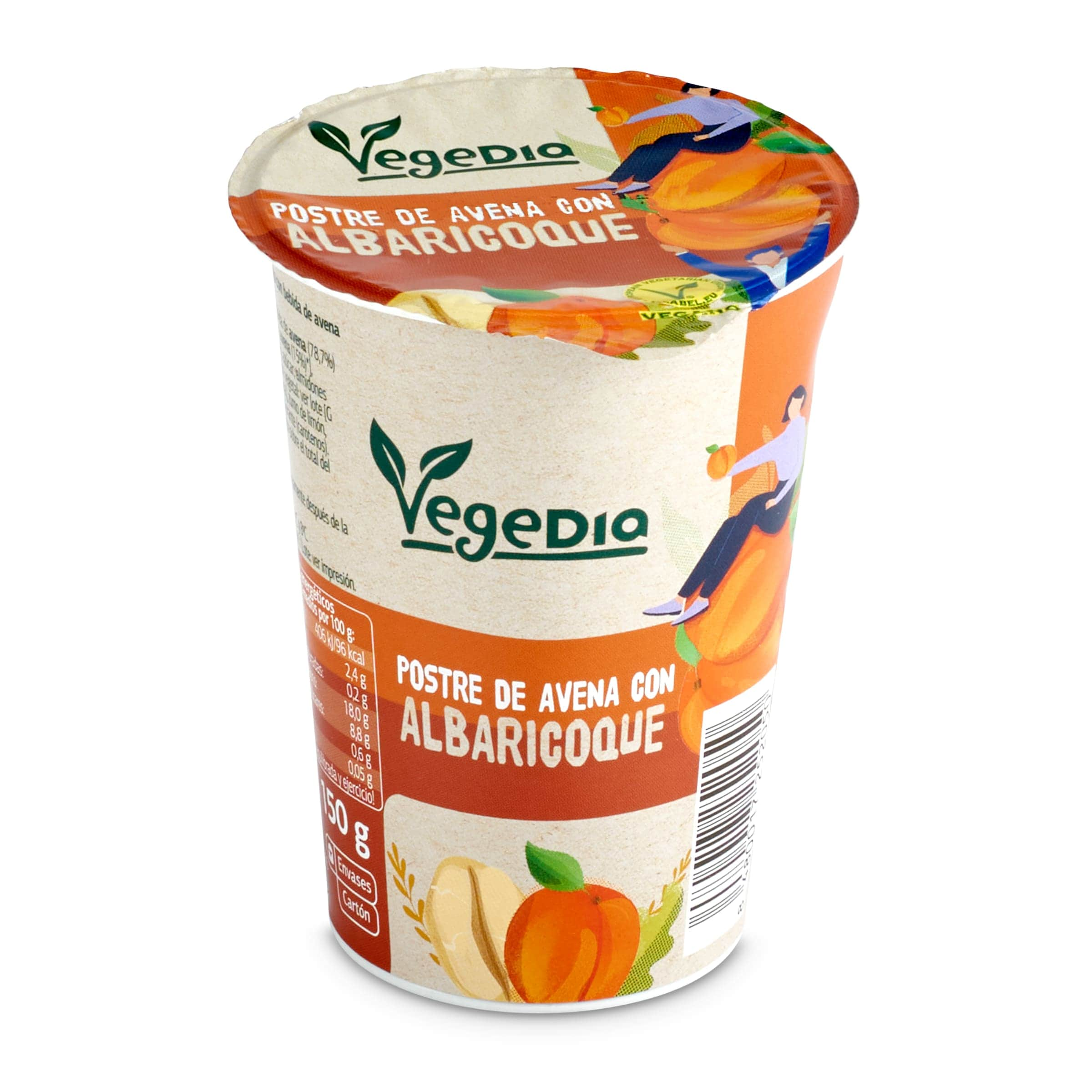 VEGEDIA postre vegetal de avena con albaricoque vaso 150 gr