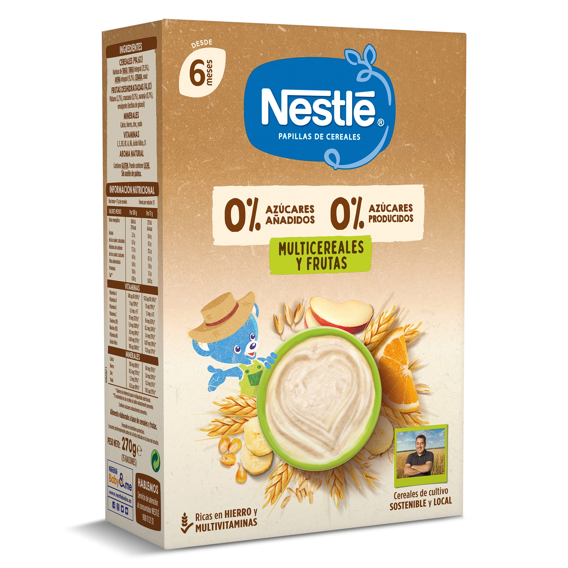 NESTLE papilla multicereales con plátano 0% azúcares añadidos caja 270 gr