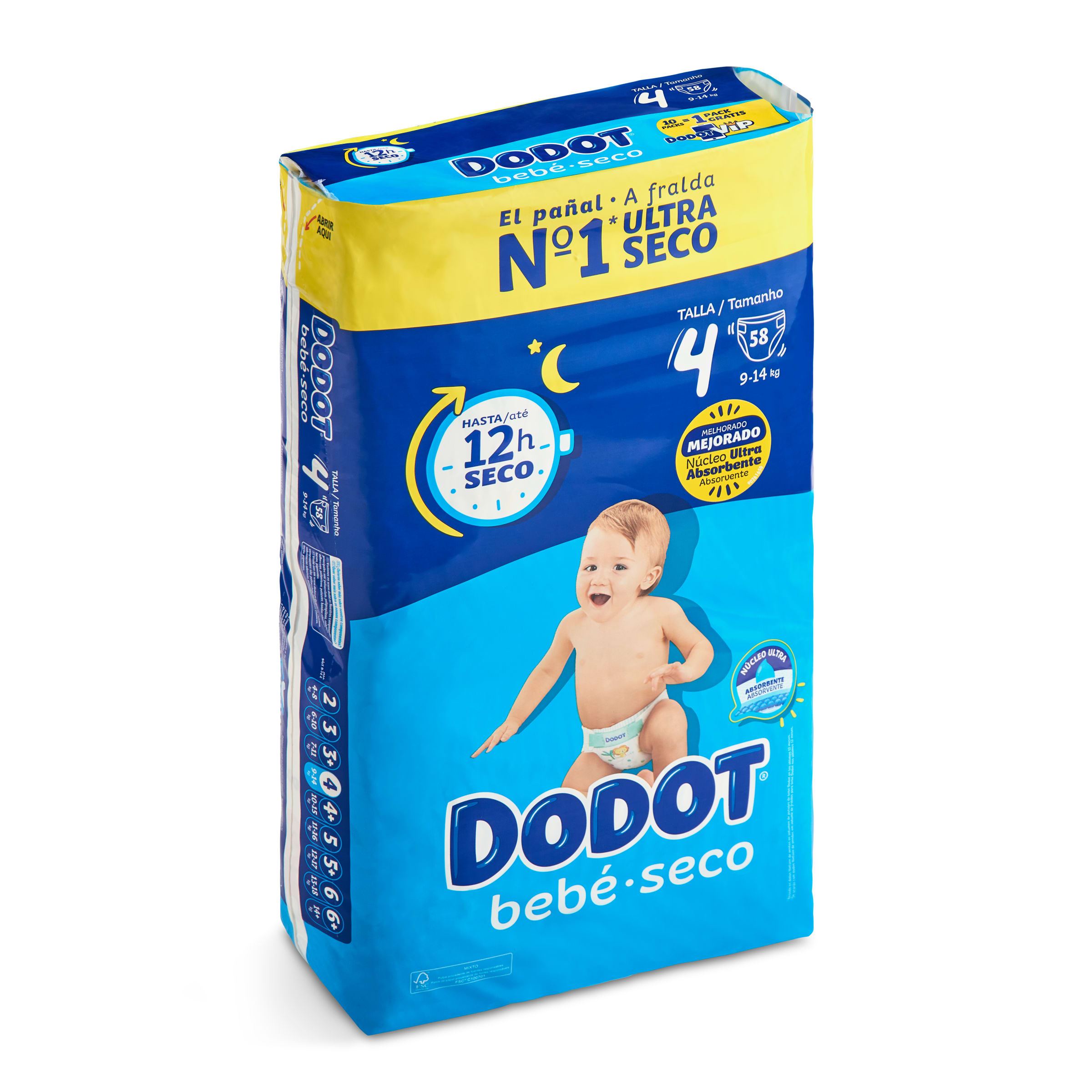 Dodot Baby Dry Diaper, Size 4, 192 Nappies, 9-14 kg, Free Box + 50% :  : Baby Products