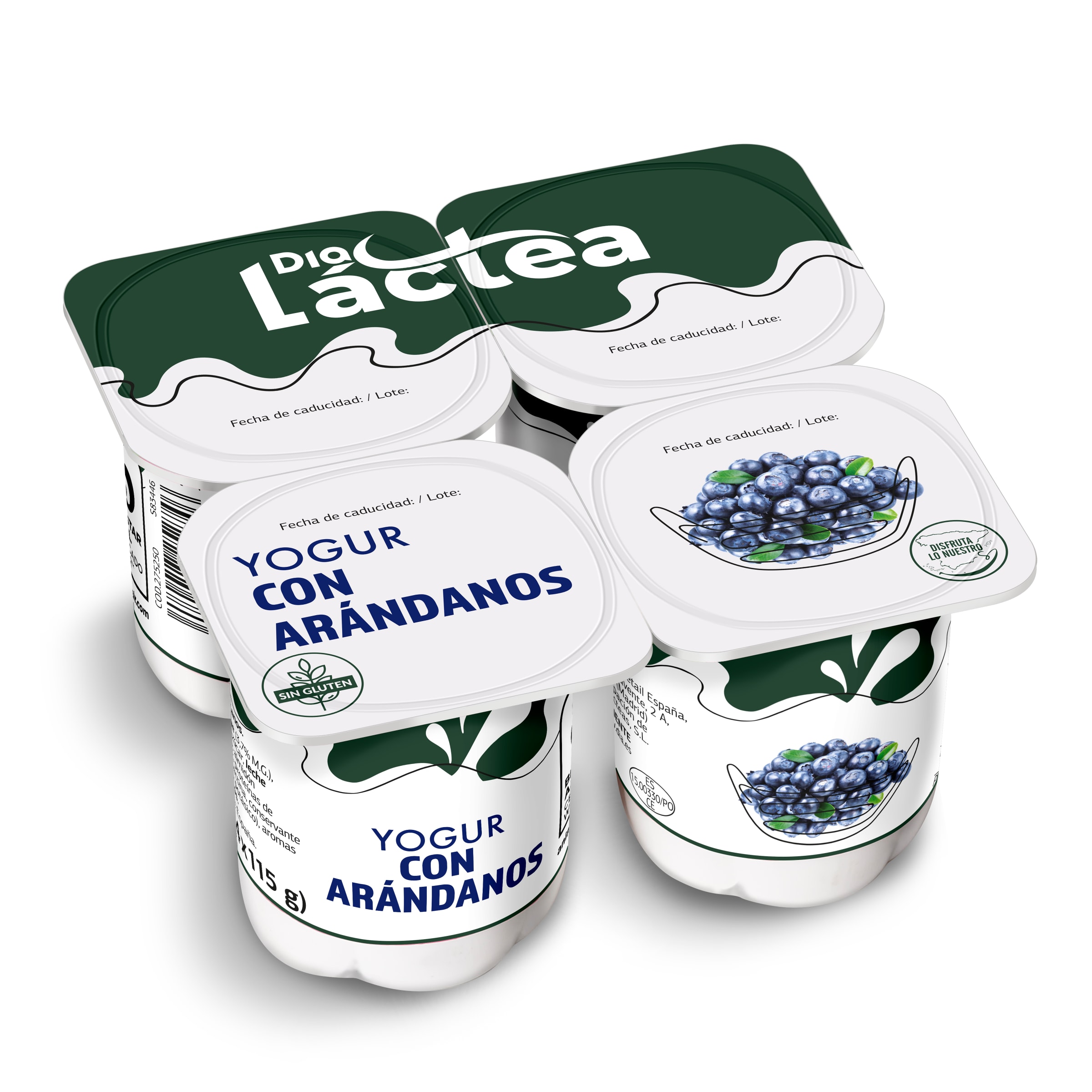DIA LACTEA yogur con arándanos pack 4 unidades 115 gr