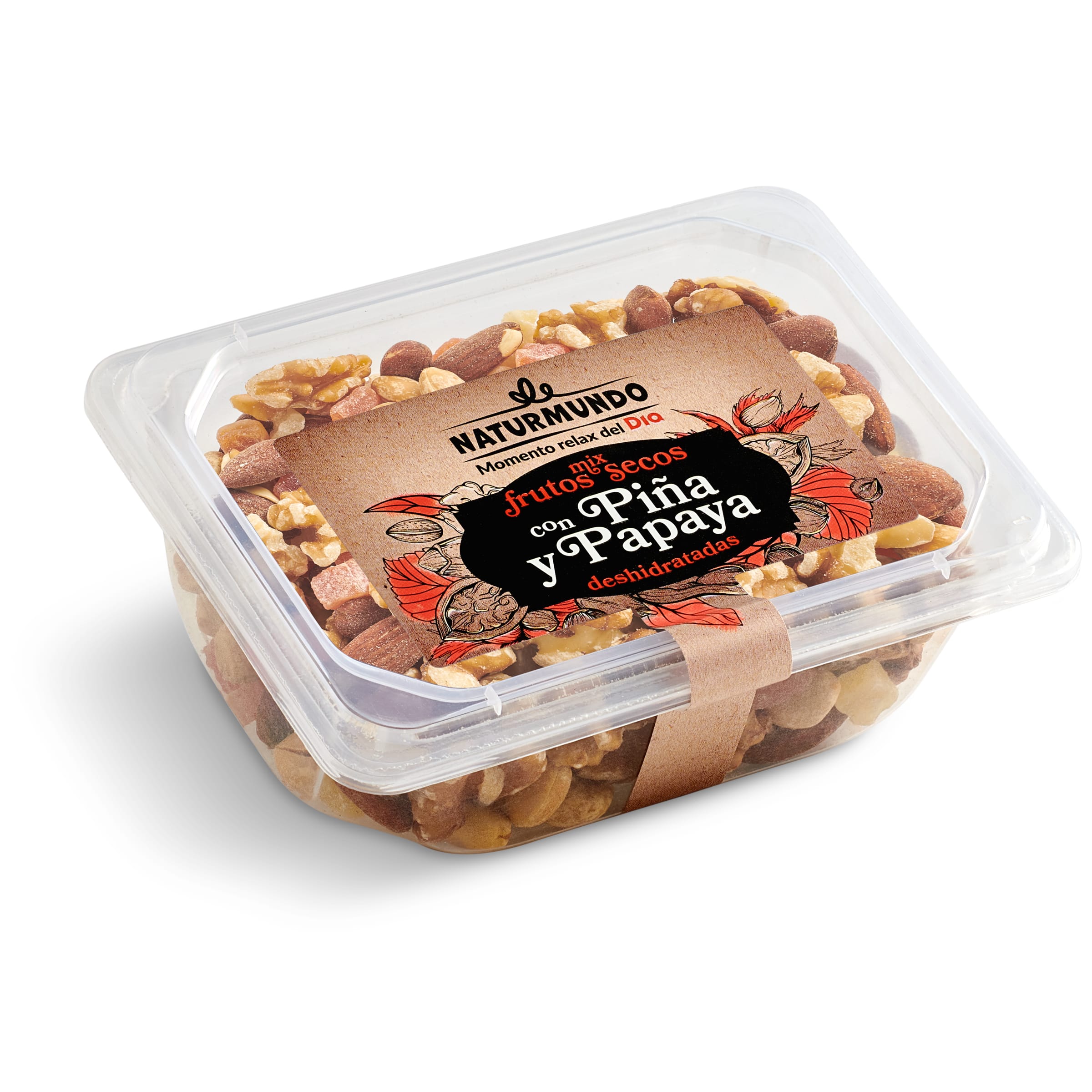 DIA NATURMUNDO mix de frutos secos con papaya y piña tarrina 200 gr