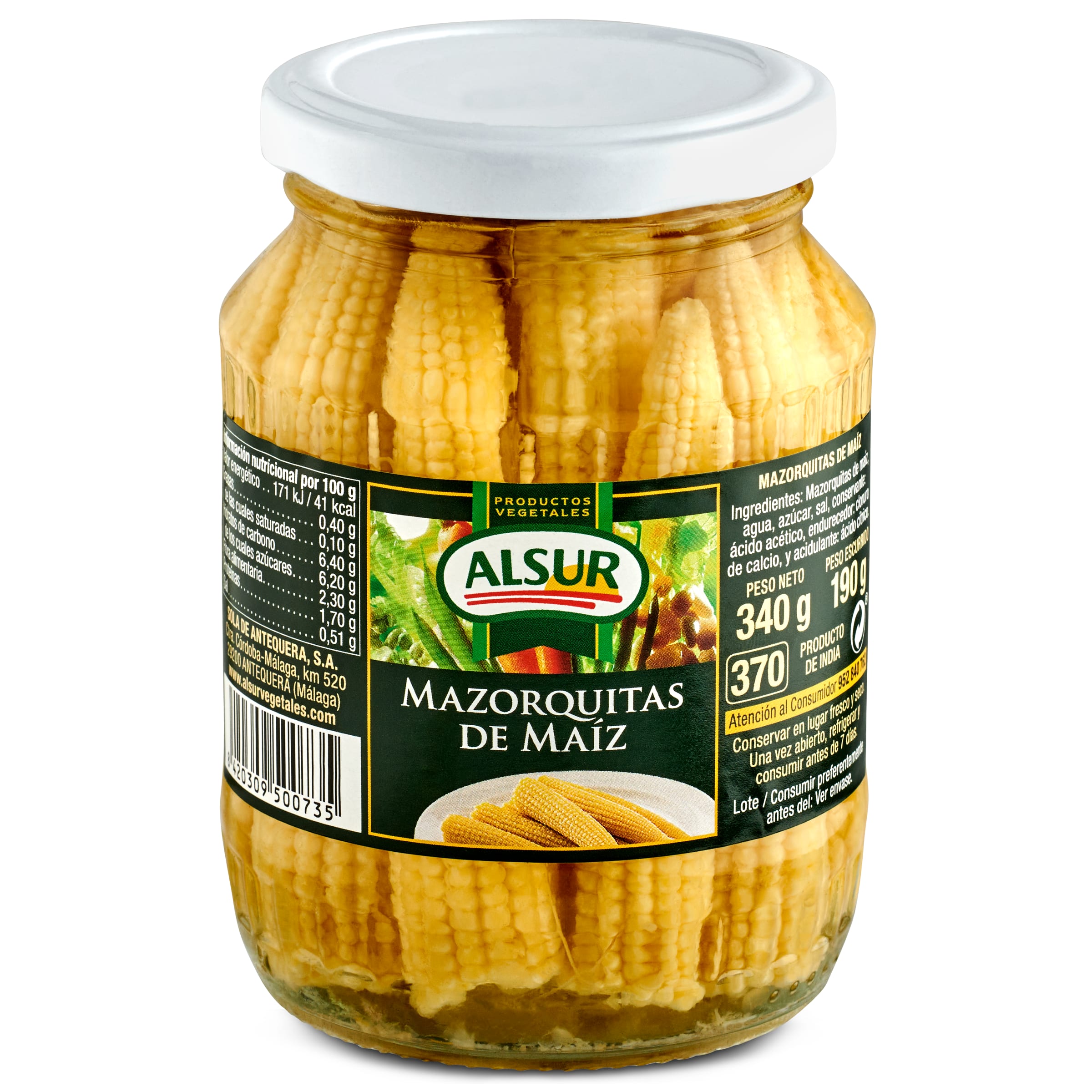 ALSUR mazorquitas de maíz frasco 190 gr