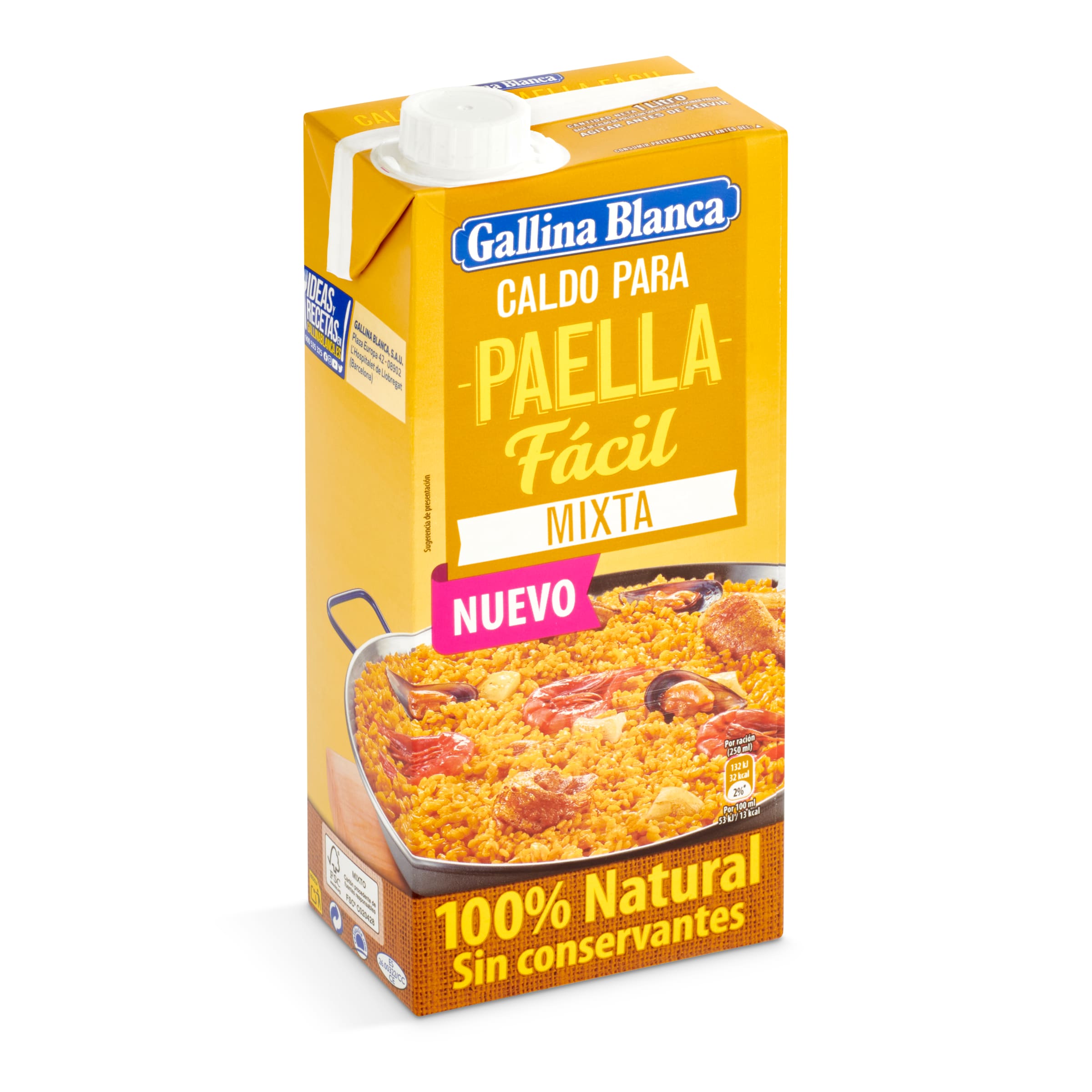 GALLINA BLANCA caldo para paella mixta envase 1 lt
