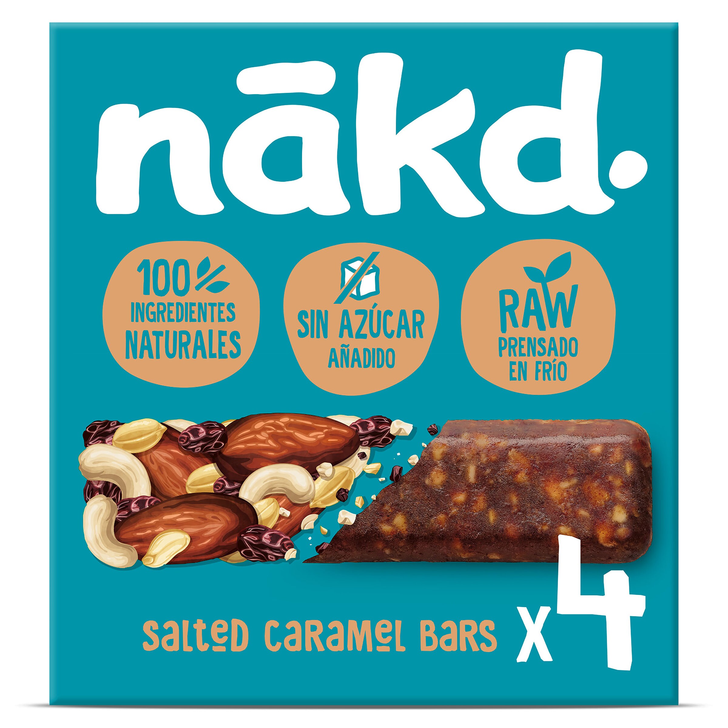 NAKD barrita de cereales con caramelo y sal caja 4 x 35 gr