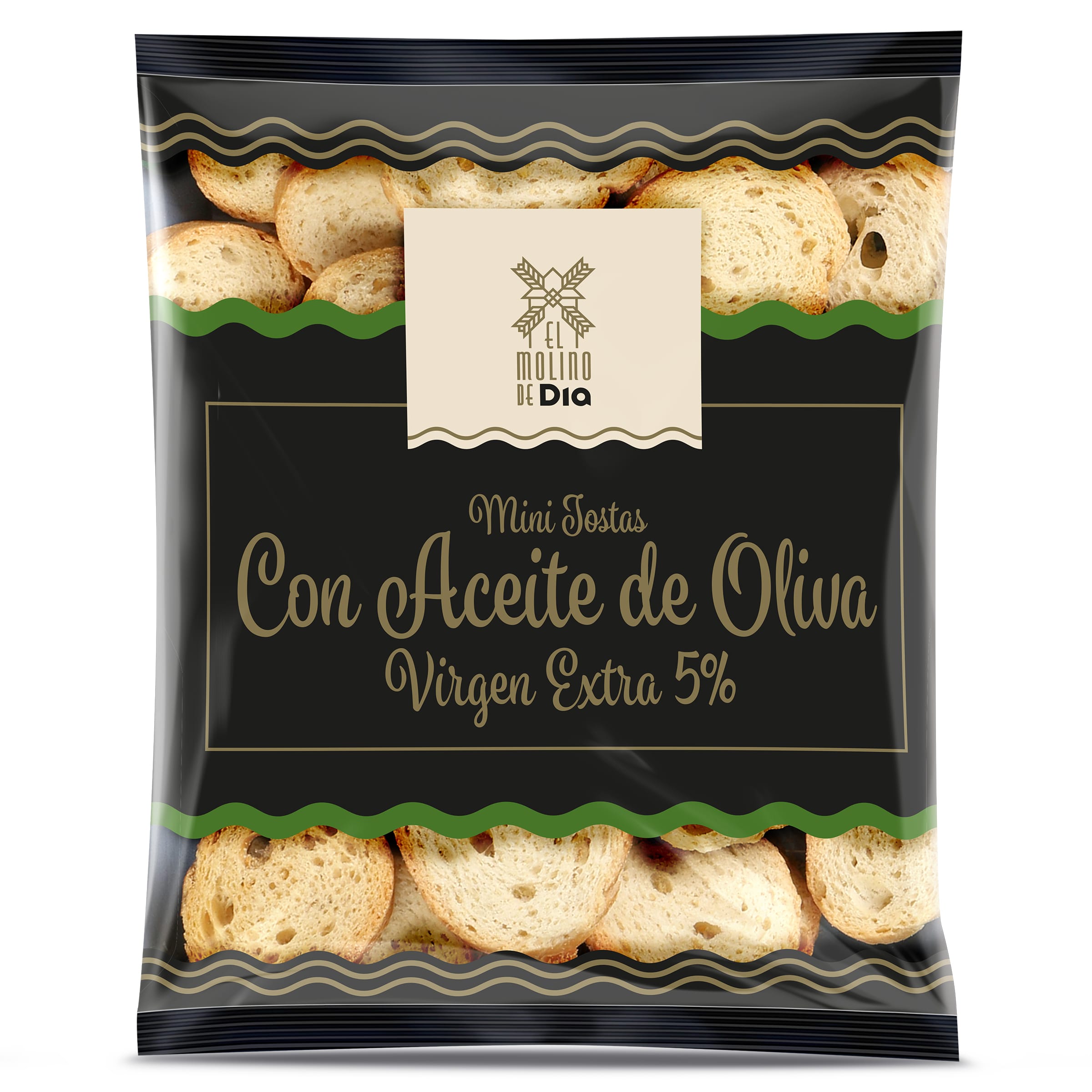 EL MOLINO DE DIA mini tostas con aceite de oliva virgen extra bolsa 90 gr