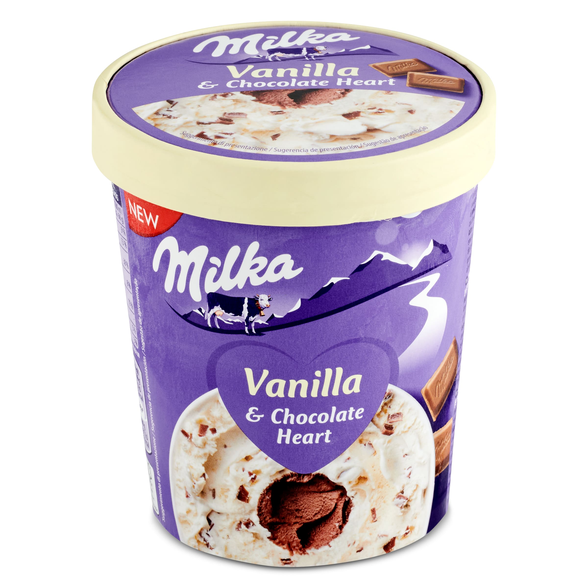 MILKA helado de vainilla con corazón de chocolate tarrina 319 gr
