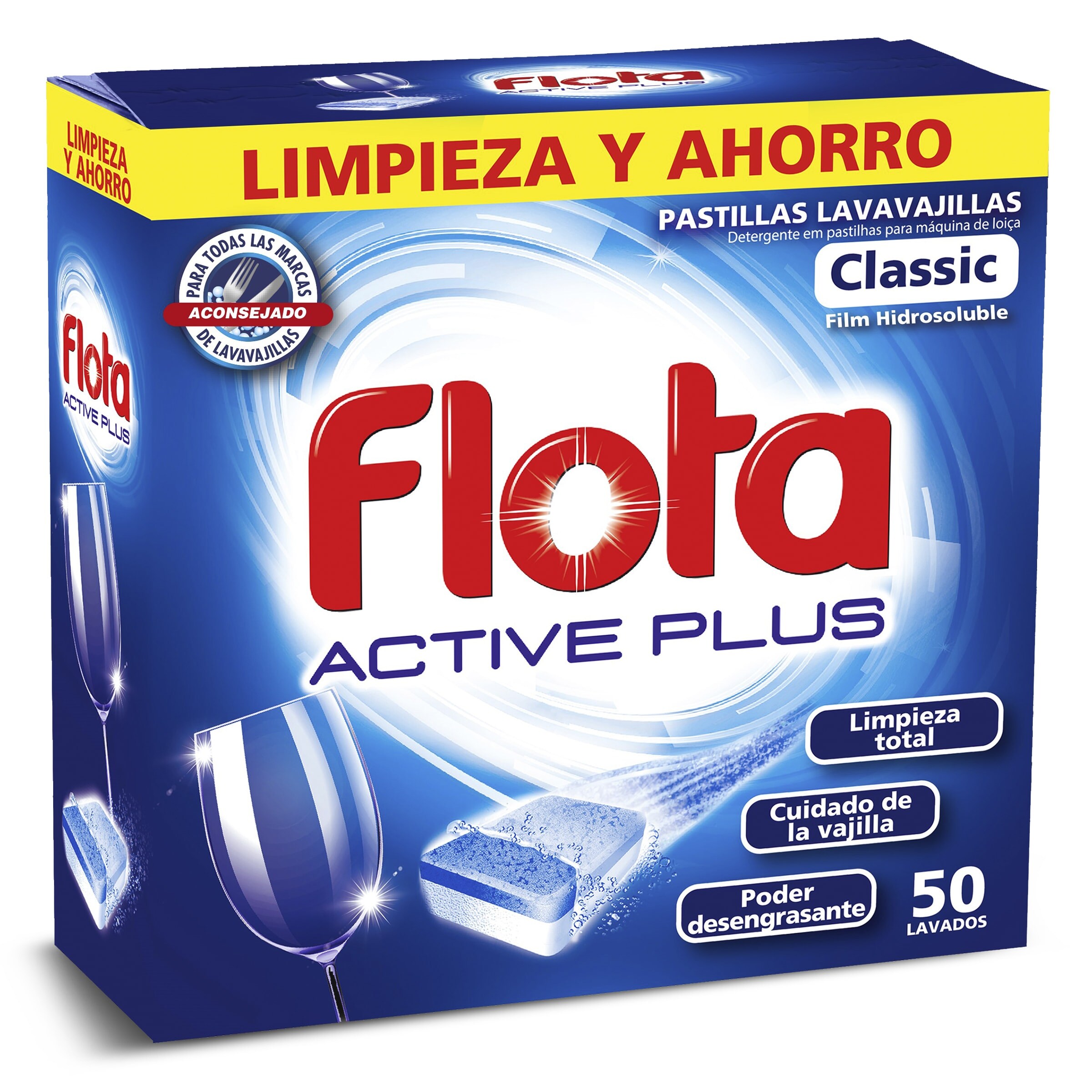 FLOTA lavavajillas máquina active plus caja 50 pastillas