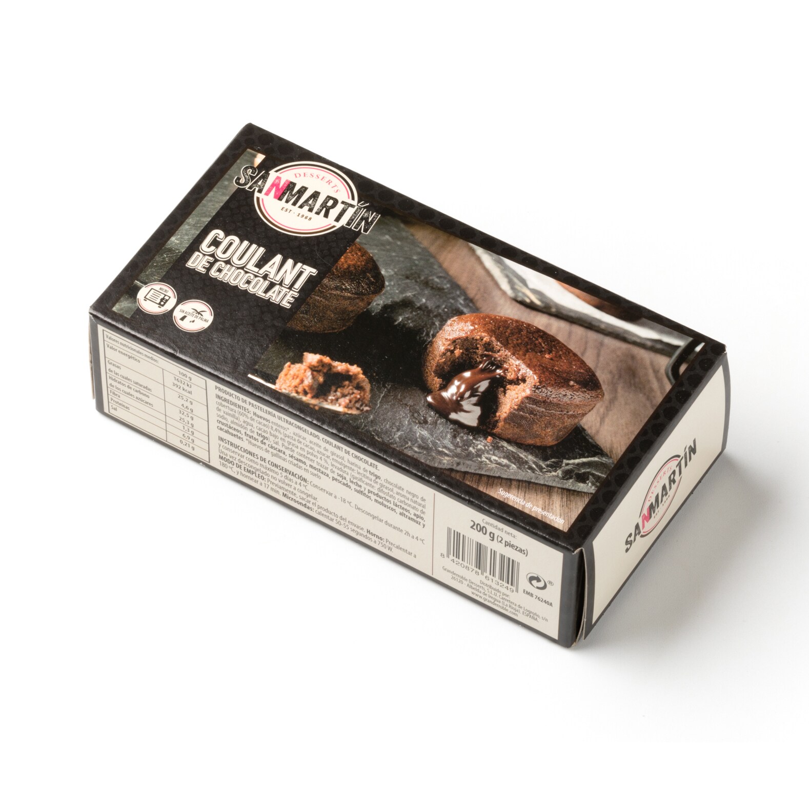 SAN MARTIN coulant de chocolate pack 2 unidades 100 gr