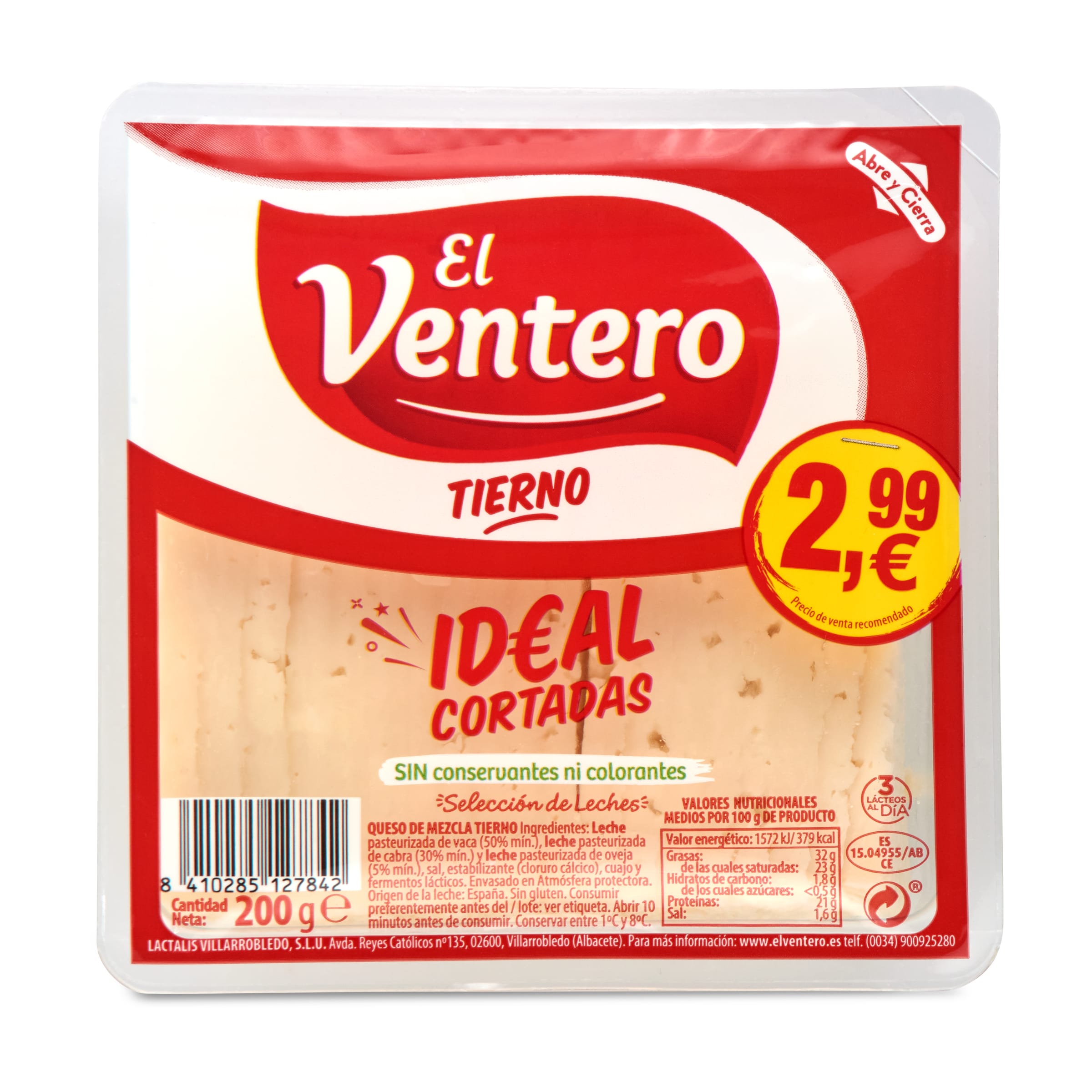 EL VENTERO queso tierno ya cortado cuña 200 gr